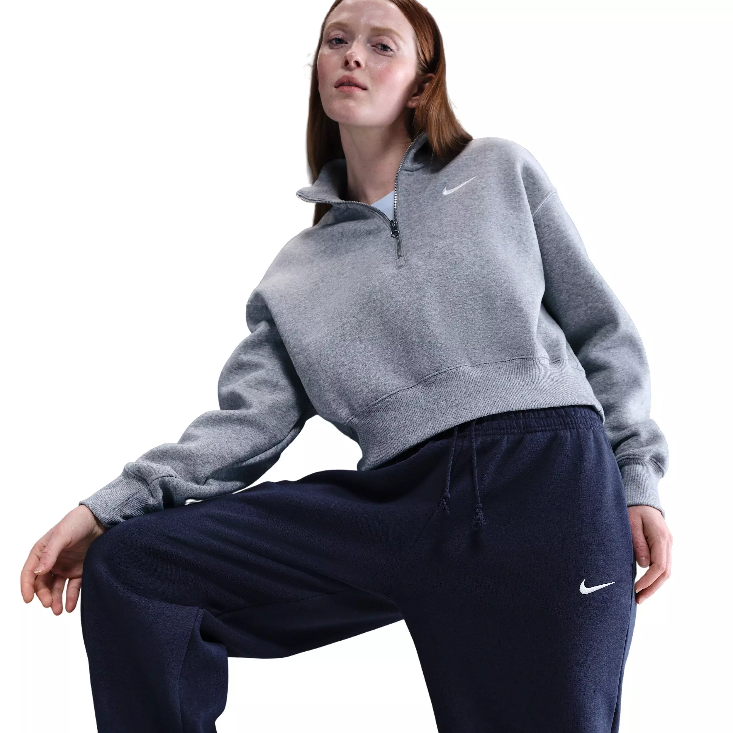 Nike Women's Sportswear Phoenix Fleece High-Waisted Oversized Sweatpants - Dark Blue - DARK BLUE