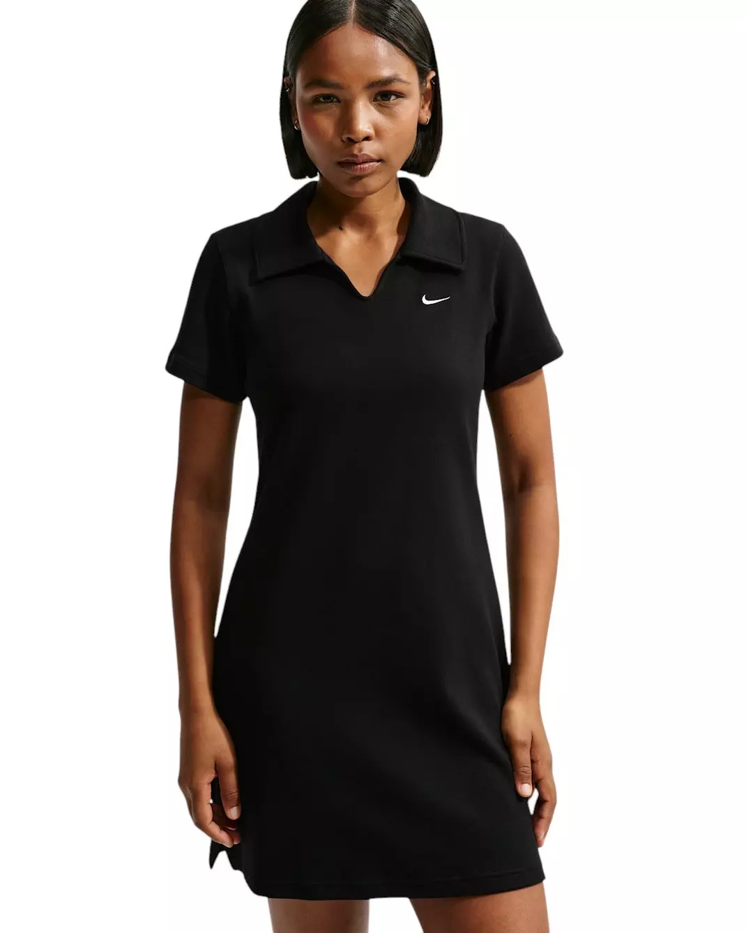Nike Women's Sportswear Chill Knit Slim Polo Dress - Black/White - BLACK/WHITE