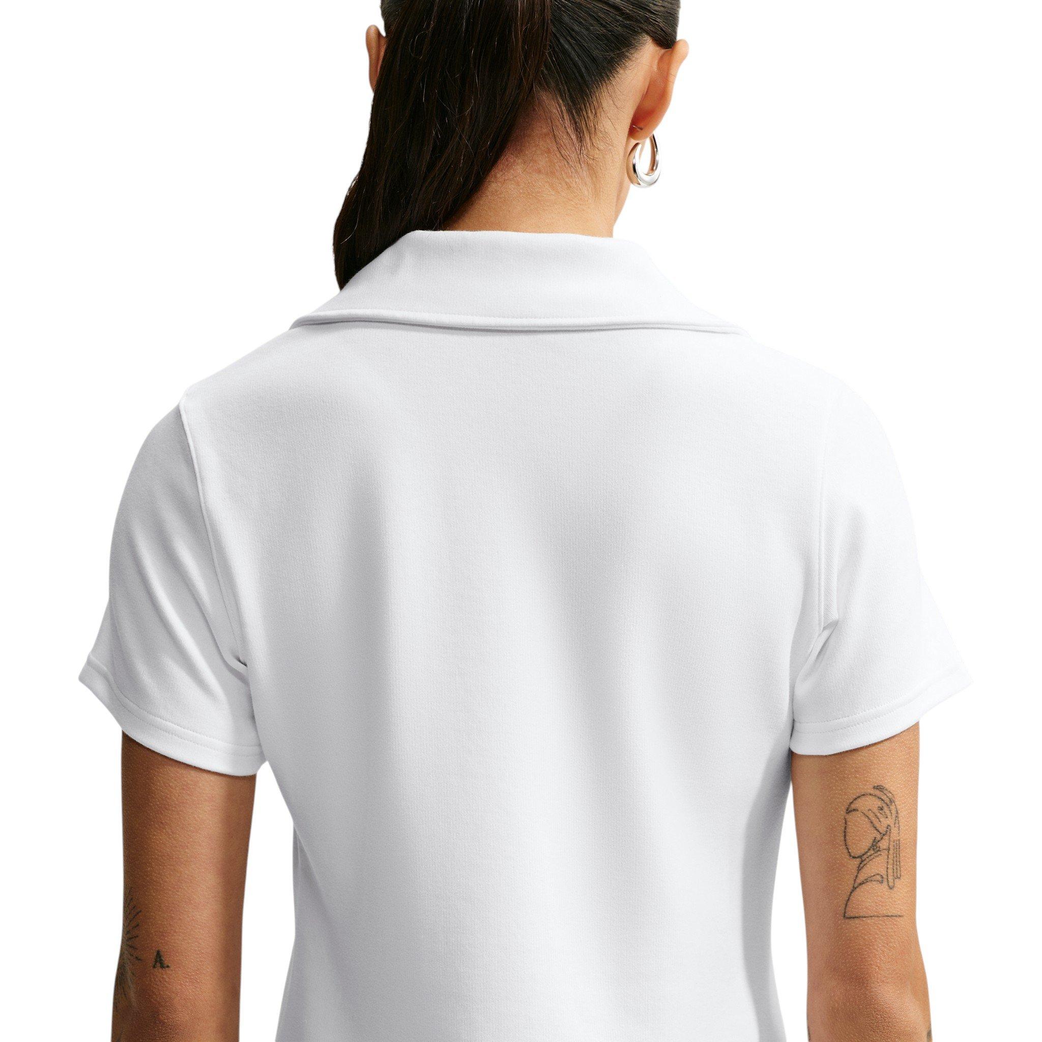 Nike Women's Sportswear Chill Knit Slim Polo Dress - White/Black - WHITE/BLACK