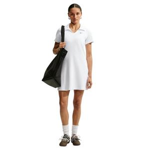 Nike Women's Sportswear Chill Knit Slim Polo Dress - White/Black - WHITE/BLACK