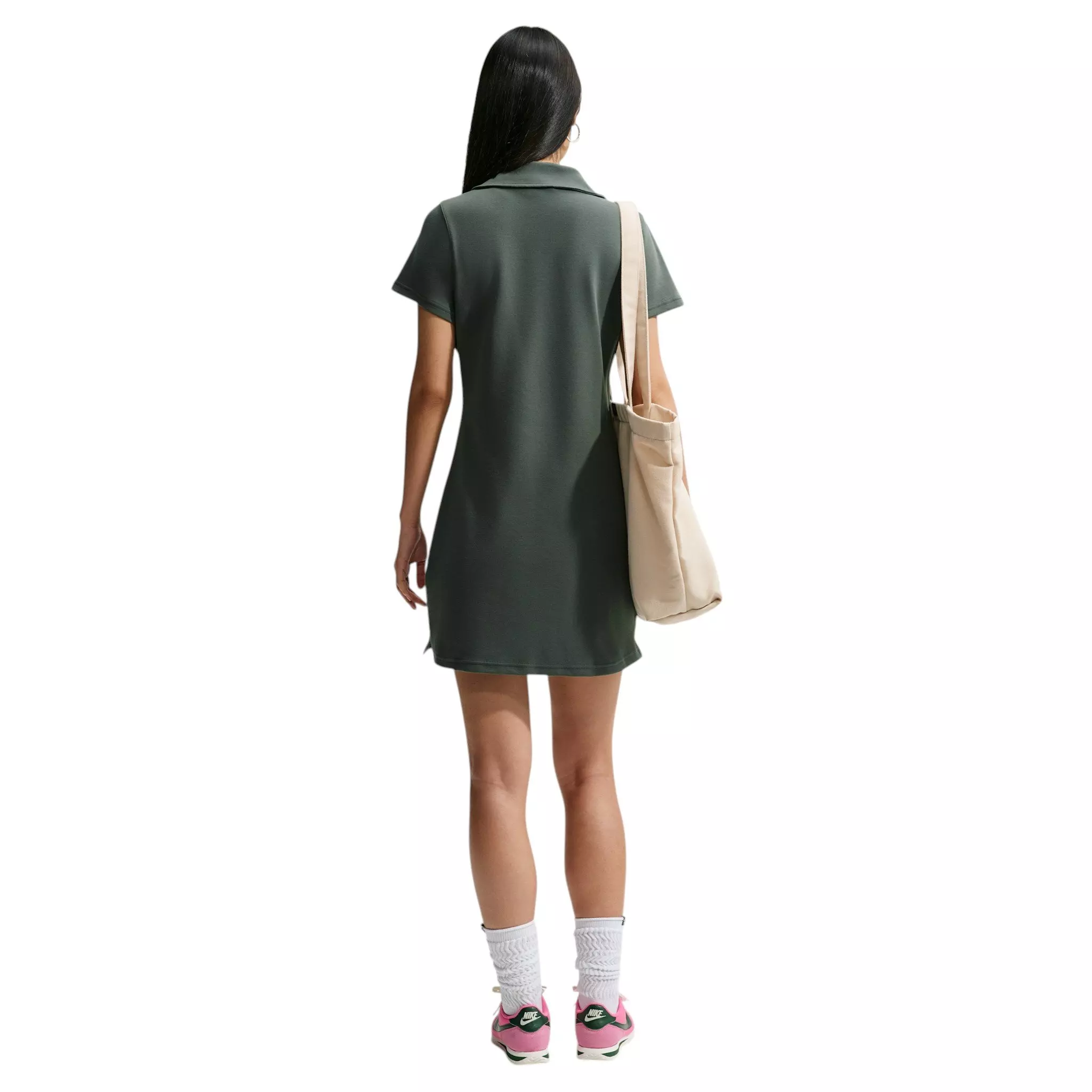 Nike Women's Sportswear Chill Knit Slim Polo Dress - Camo Green/White - CAMO GREEN/WHITE