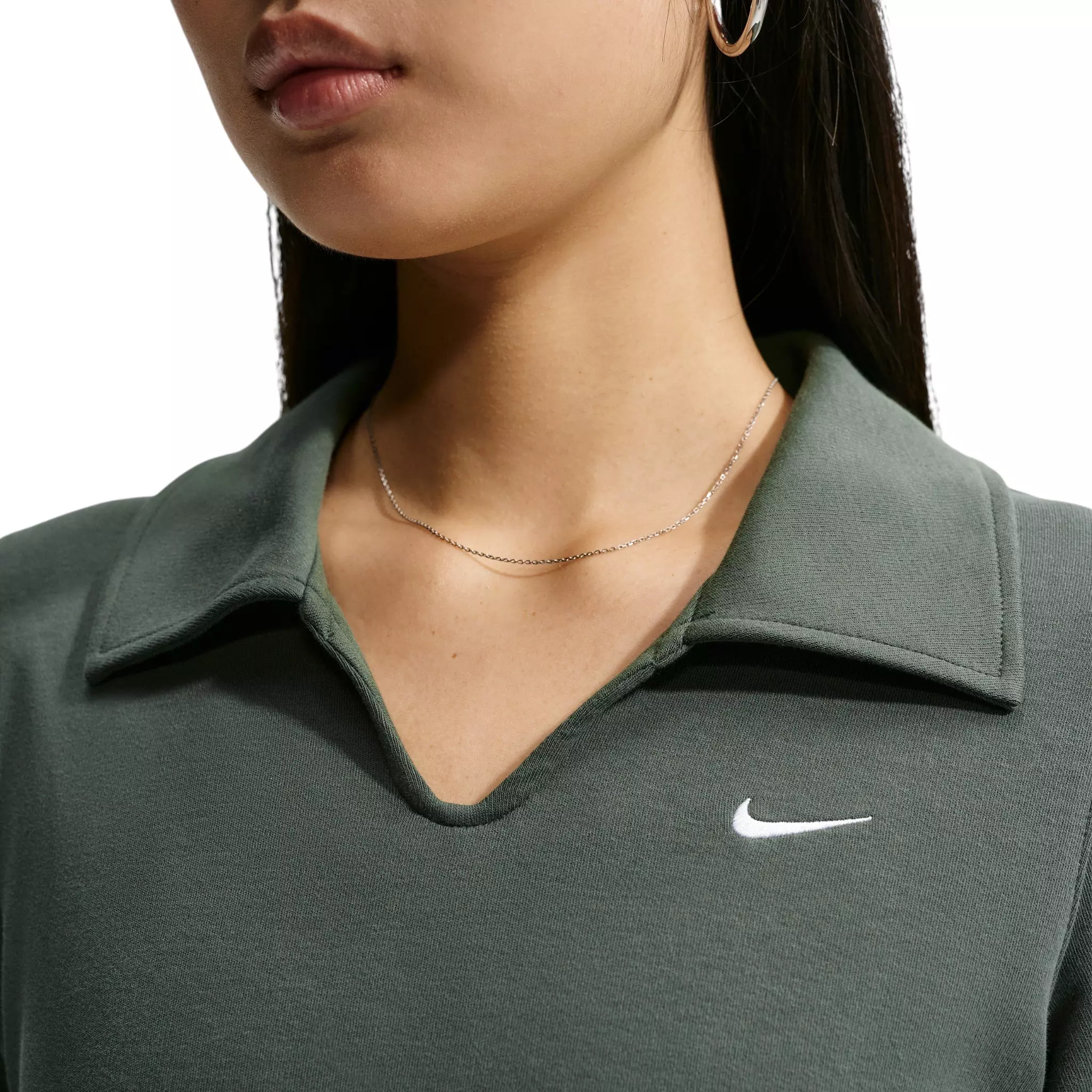 Nike Women's Sportswear Chill Knit Slim Polo Dress - Camo Green/White - CAMO GREEN/WHITE