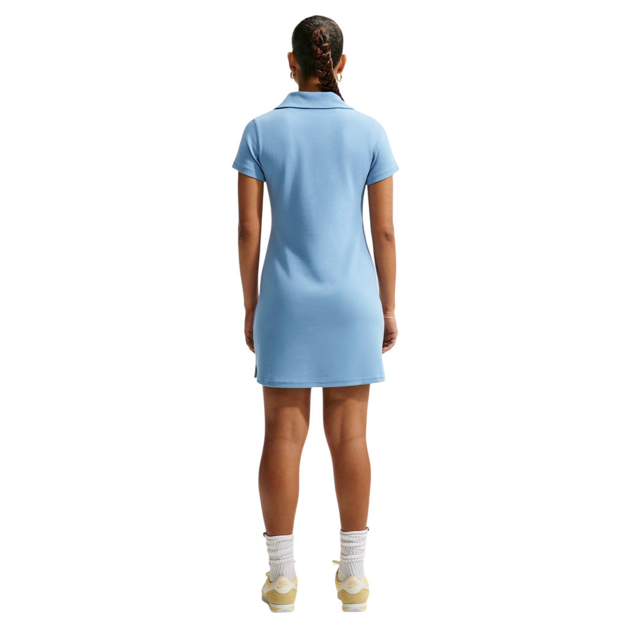 Nike Women's Sportswear Chill Knit Slim Polo Dress - Blue/White - BLUE/WHITE