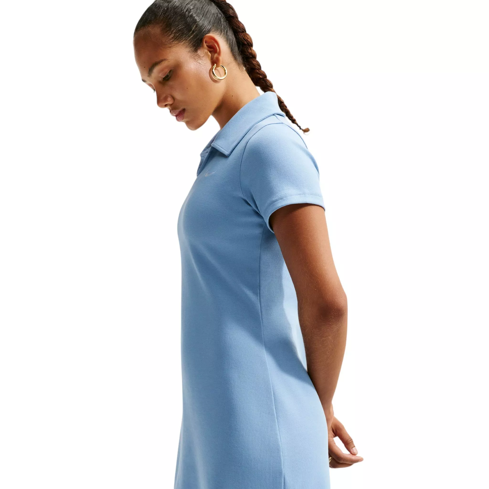 Nike Women's Sportswear Chill Knit Slim Polo Dress - Blue/White - BLUE/WHITE