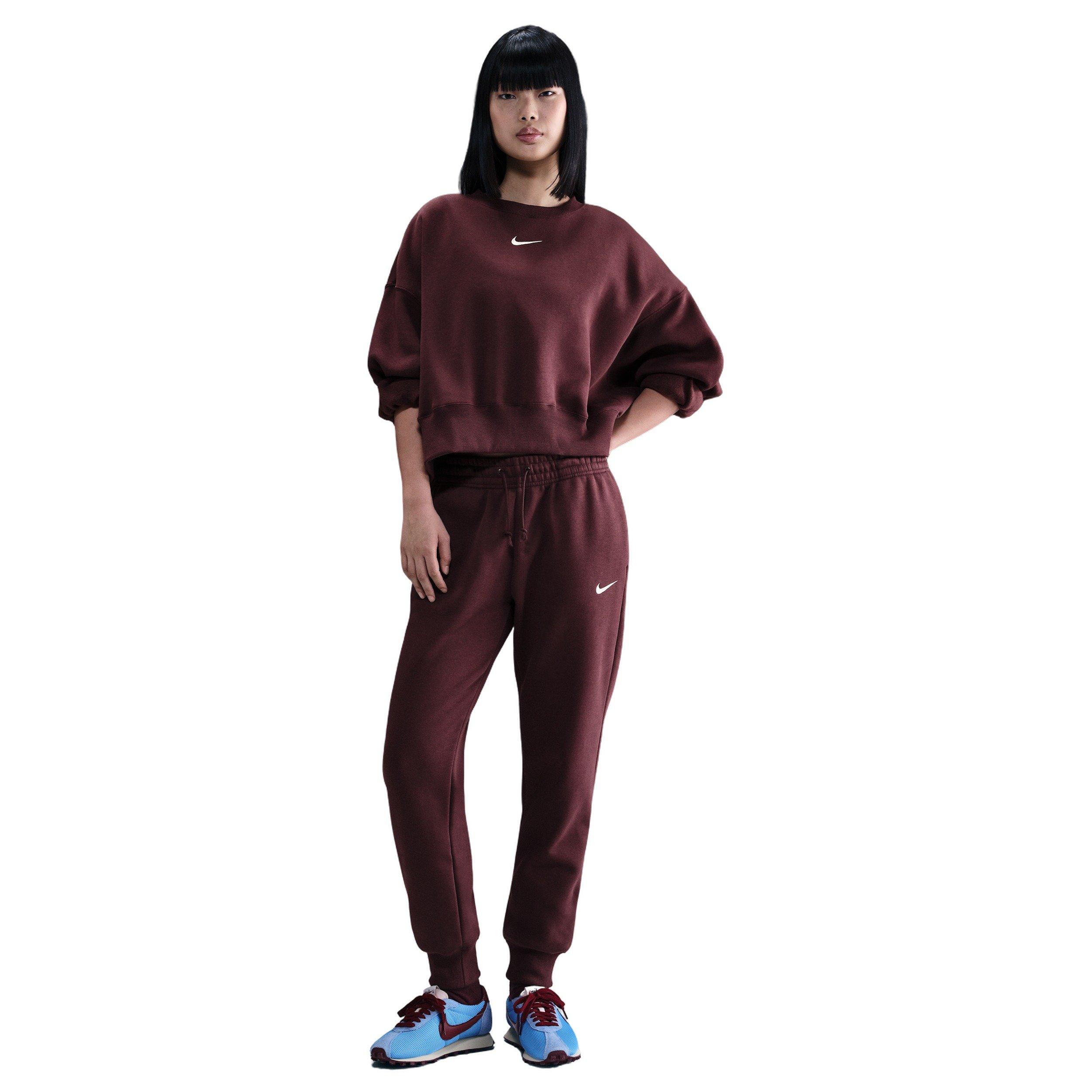 Nike Women's Sportswear Phoenix Fleece Mid-Rise Sweatpants - Red - RED Thumbnail View 3