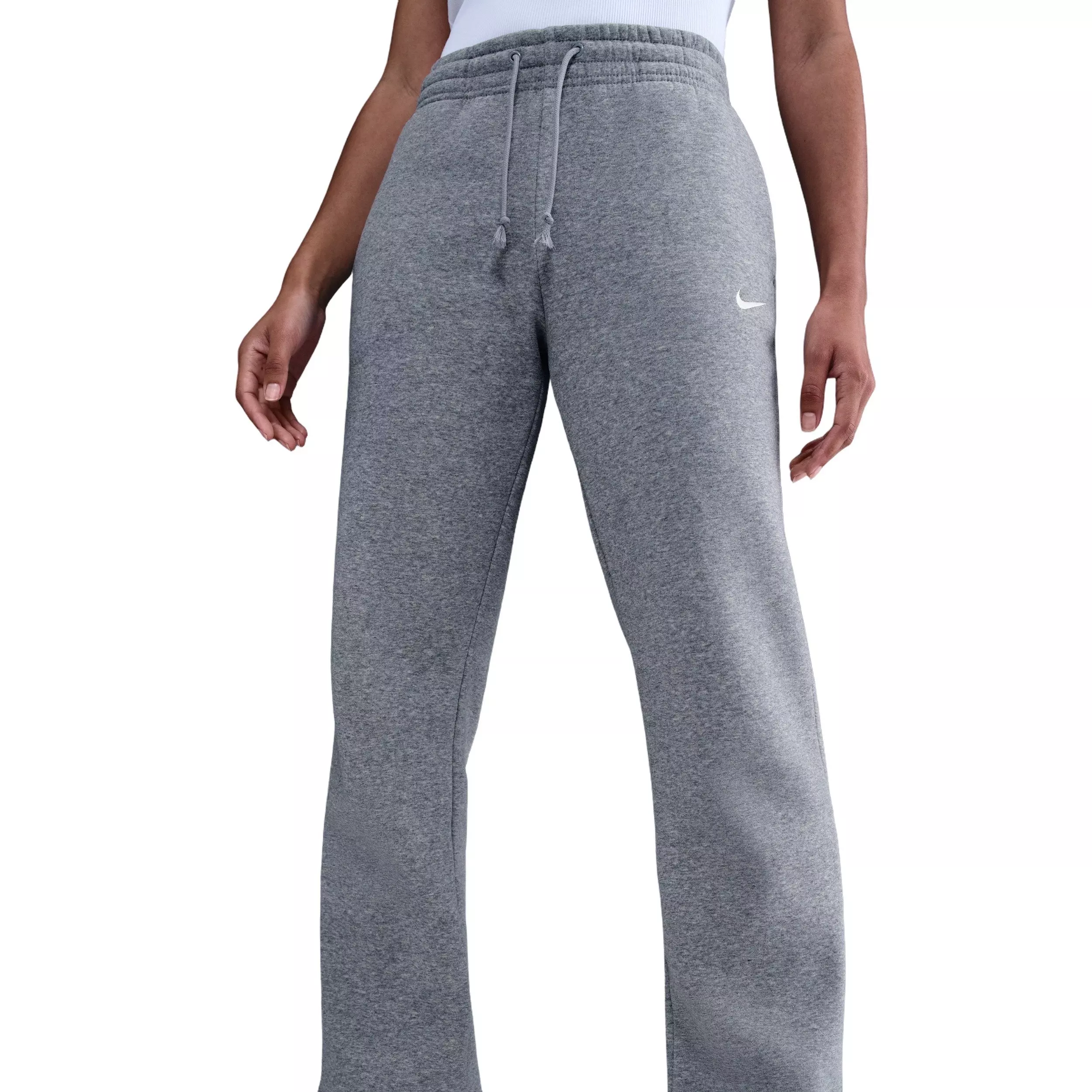 Nike Women's Sportswear Phoenix Fleece Mid-Rise Open-Hem Pants - Grey - GREY