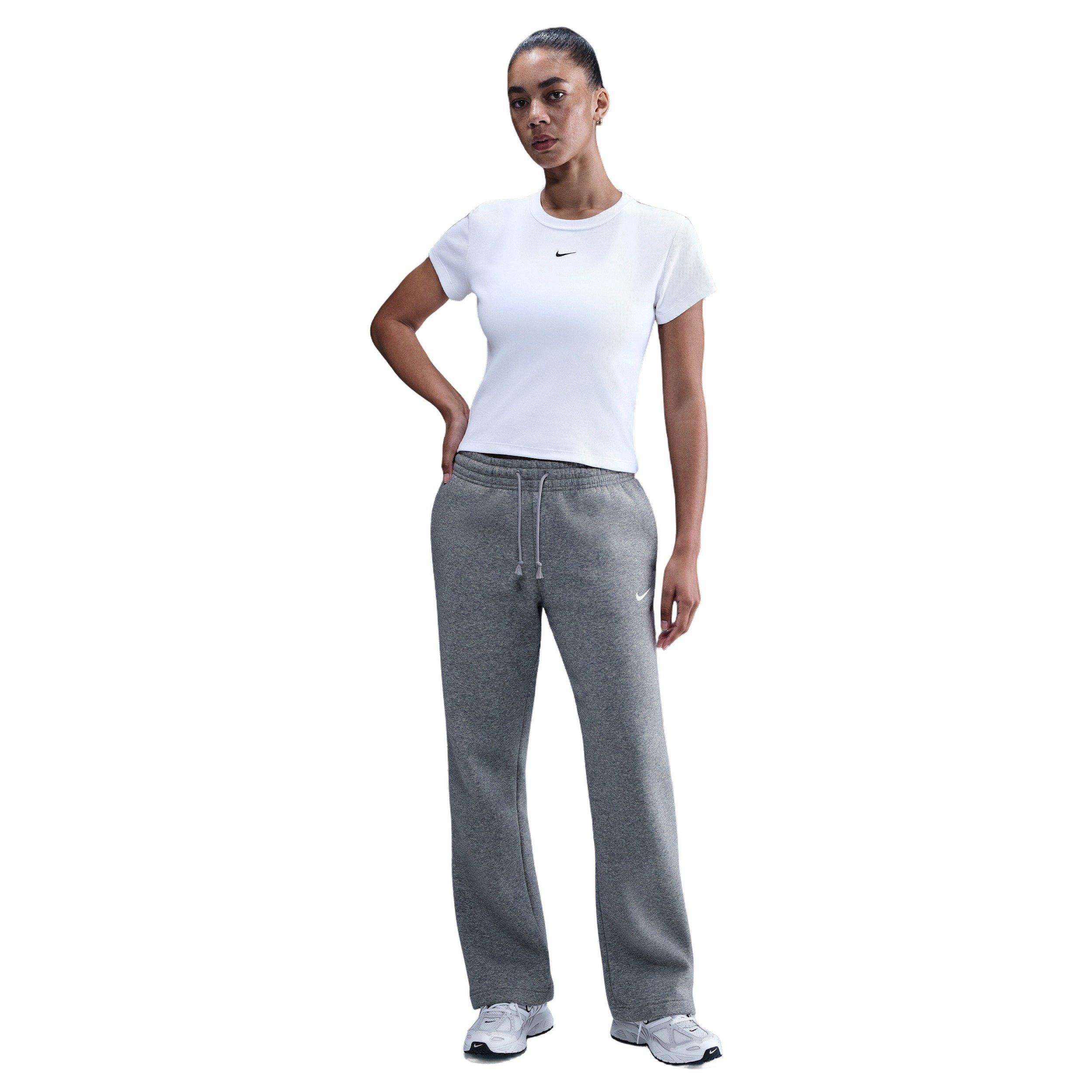 Nike Women's Sportswear Phoenix Fleece Mid-Rise Open-Hem Pants - Grey - GREY Thumbnail View 3