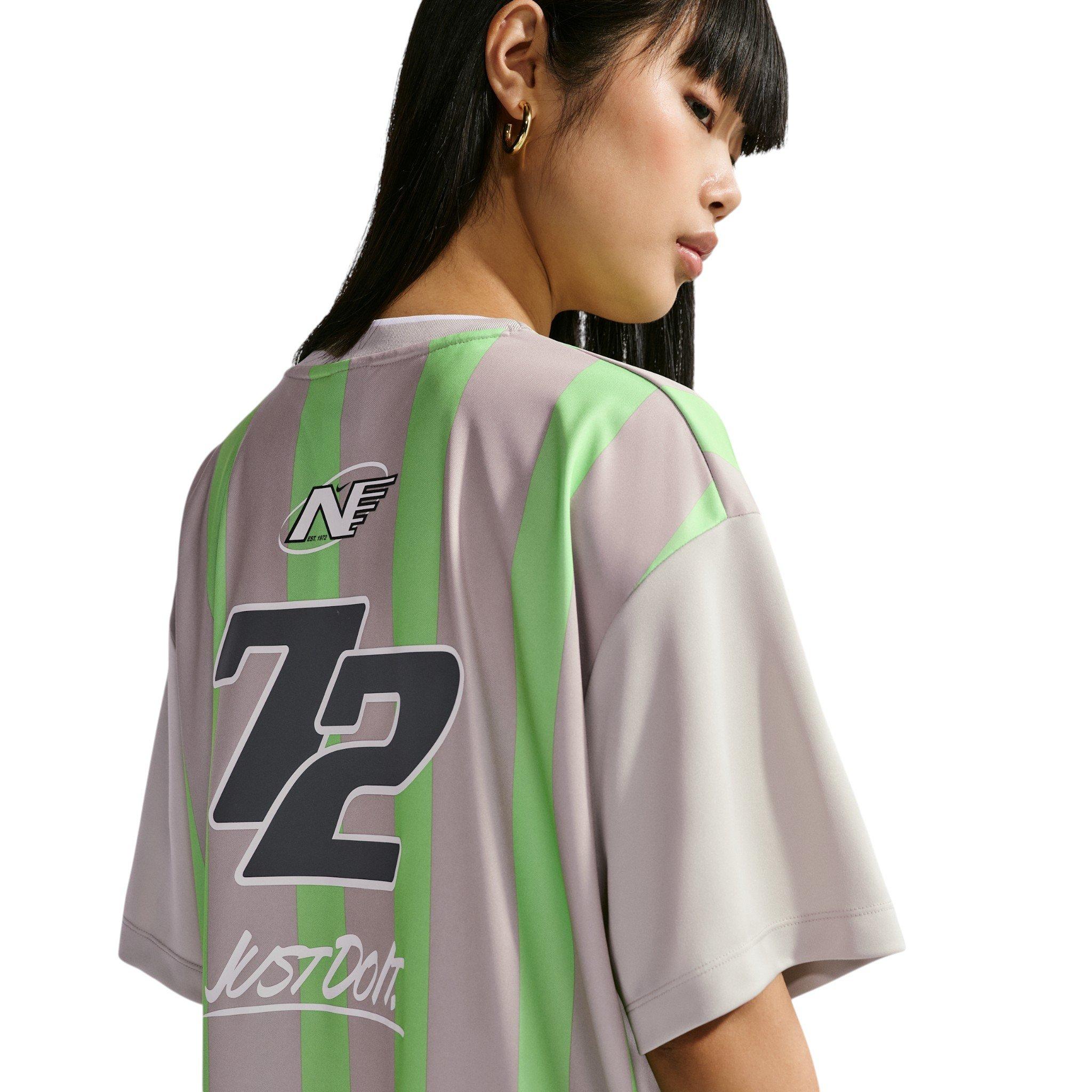 Nike Women's Sportswear Oversized Jersey Mini Dress - Cream/Green/White - CREAM/GREEN/WHITE