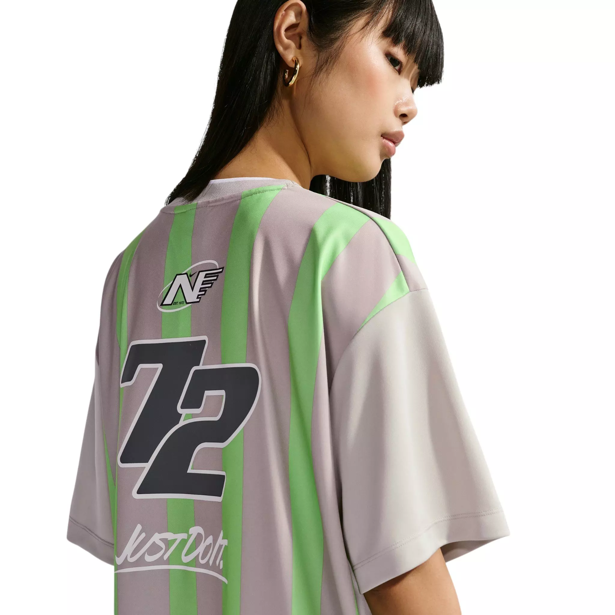 Nike Women's Sportswear Oversized Jersey Mini Dress - Cream/Green/White - CREAM/GREEN/WHITE