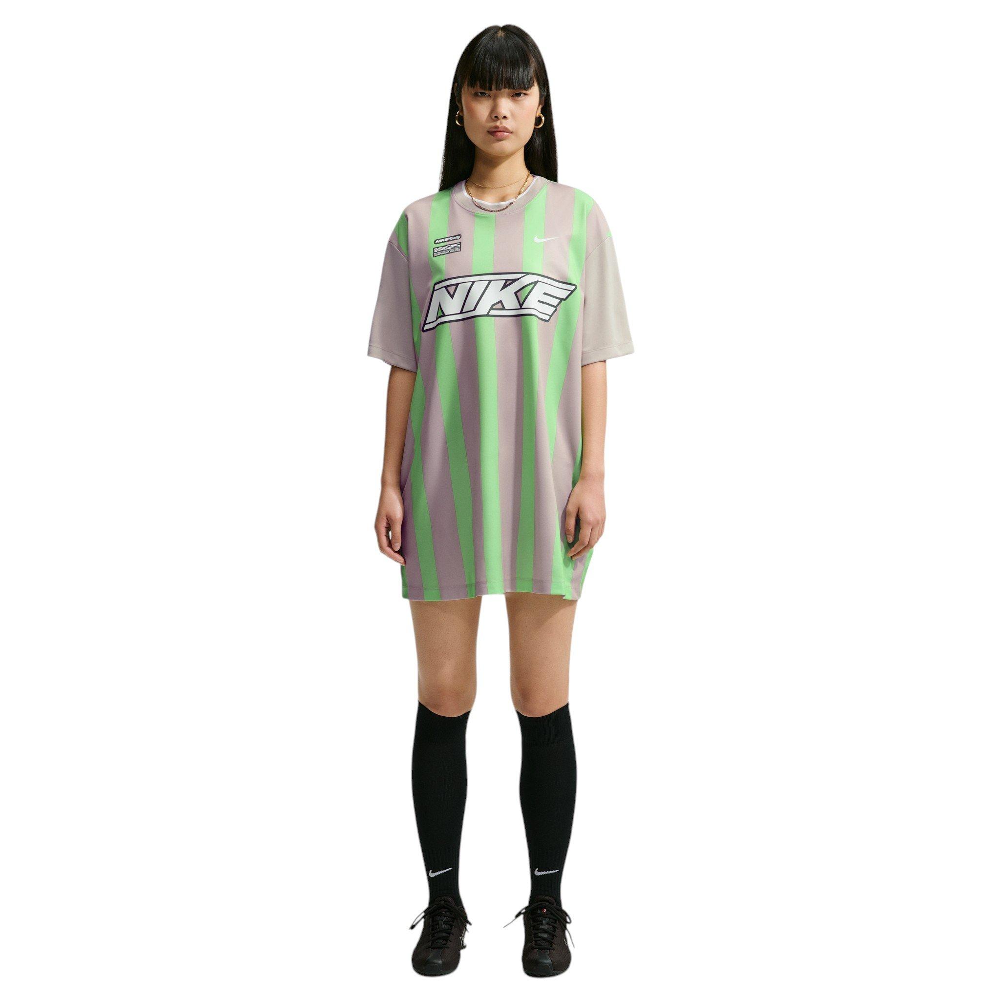 Nike Women's Sportswear Oversized Jersey Mini Dress - Cream/Green/White - CREAM/GREEN/WHITE