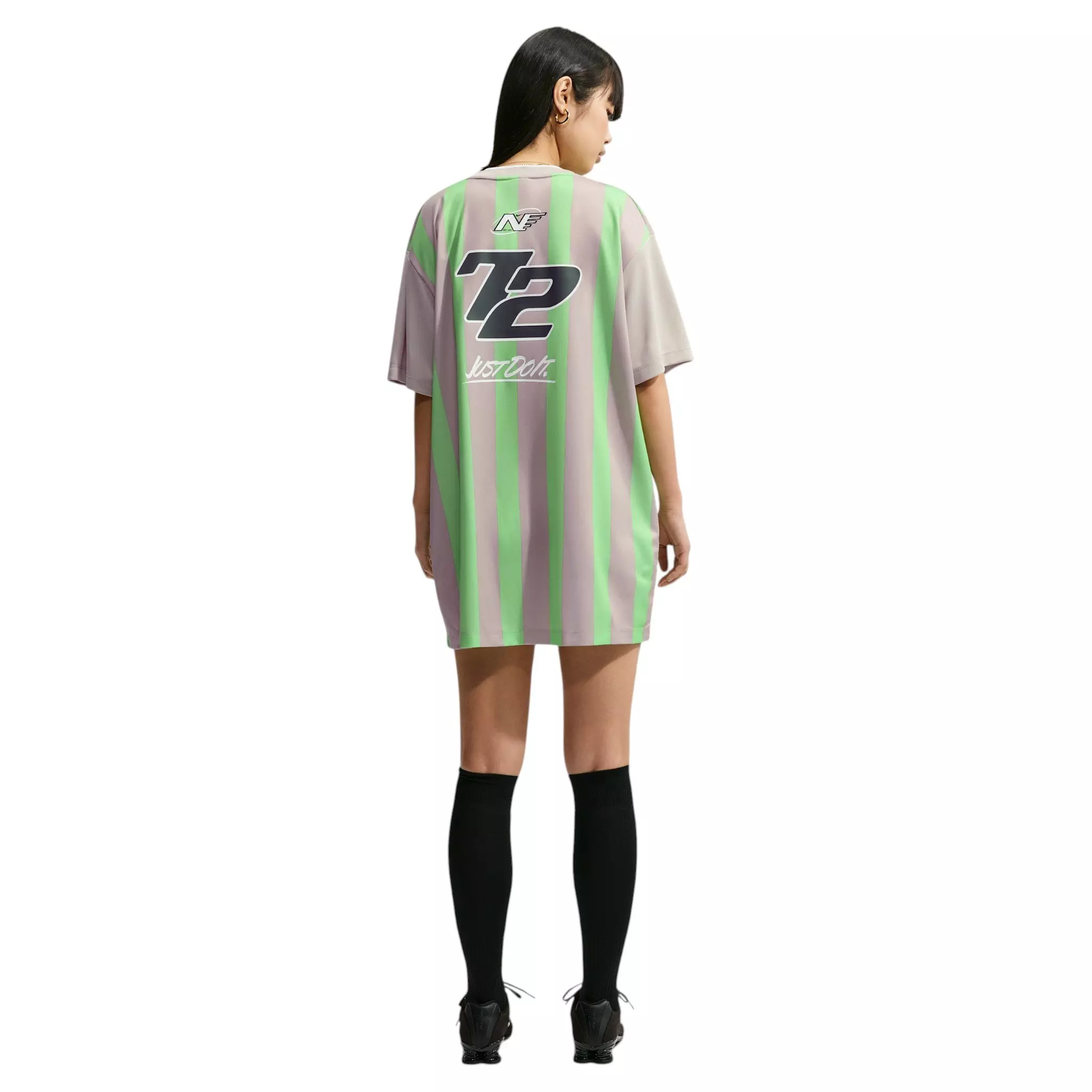 Nike Women's Sportswear Oversized Jersey Mini Dress - Cream/Green/White - CREAM/GREEN/WHITE