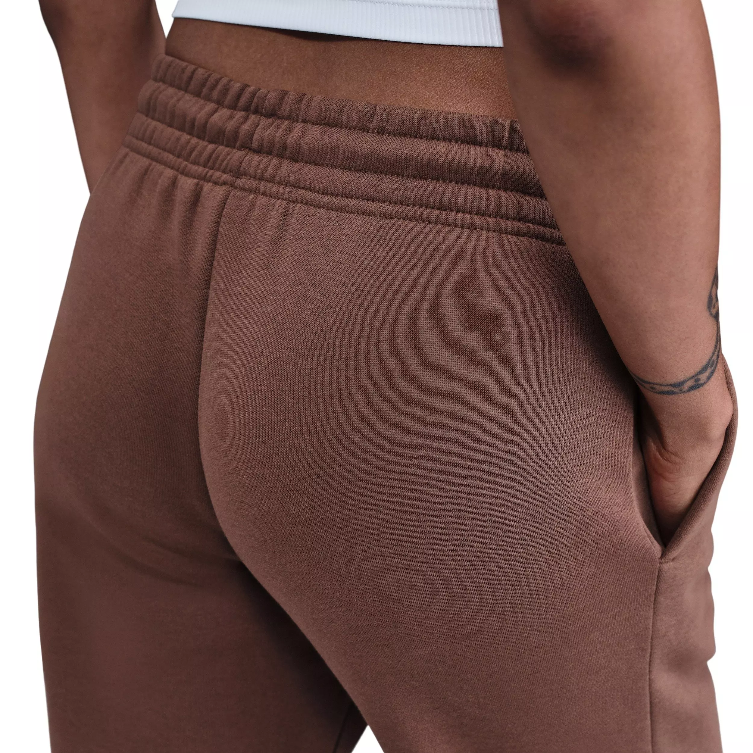 Nike Women's Sportswear Phoenix Fleece Mid-Rise Open-Hem Pants - Brown - BROWN