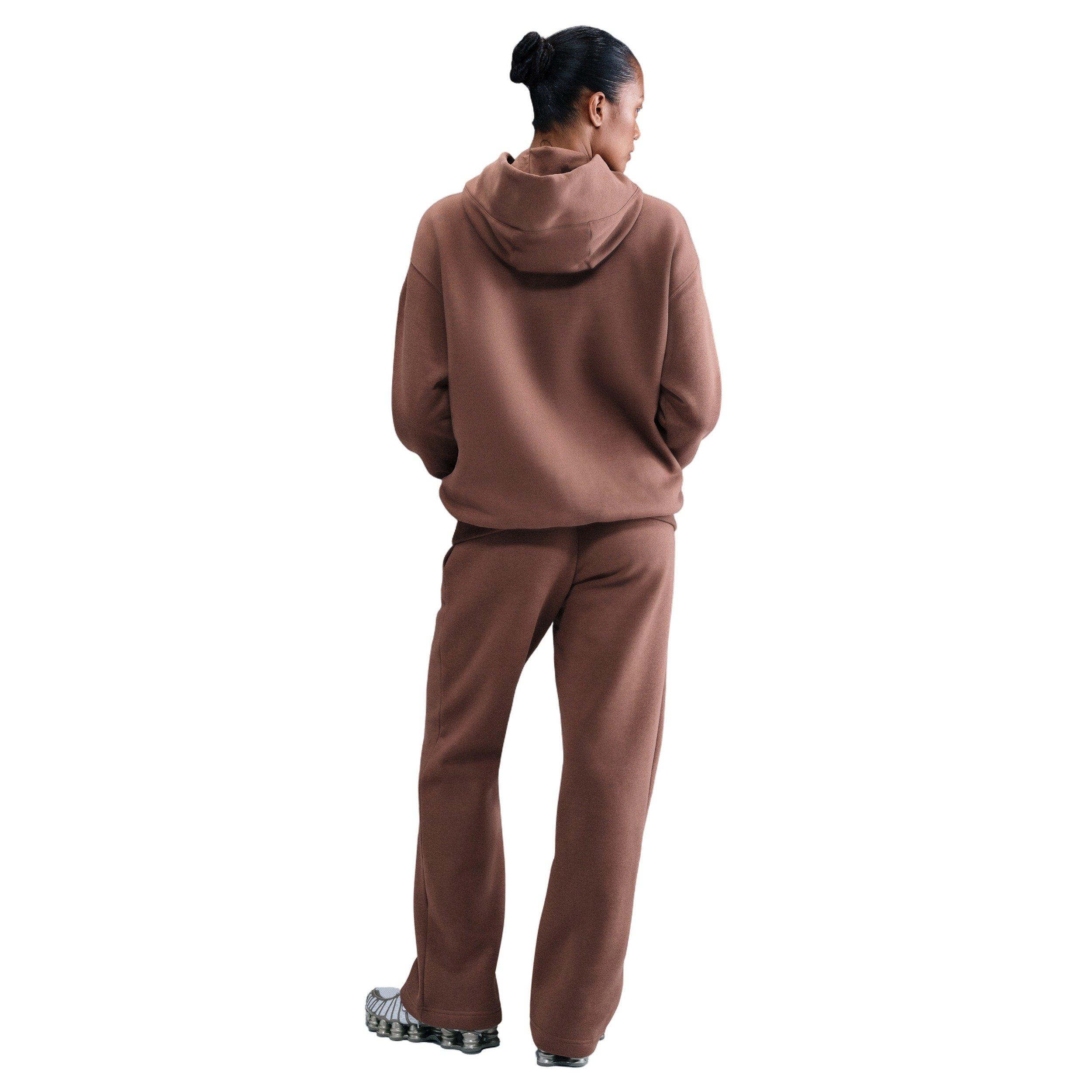 Nike Women's Sportswear Phoenix Fleece Mid-Rise Open-Hem Pants - Brown - BROWN Thumbnail View 4