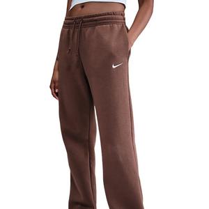 Nike Women's Sportswear Phoenix Fleece Mid-Rise Open-Hem Pants - Brown