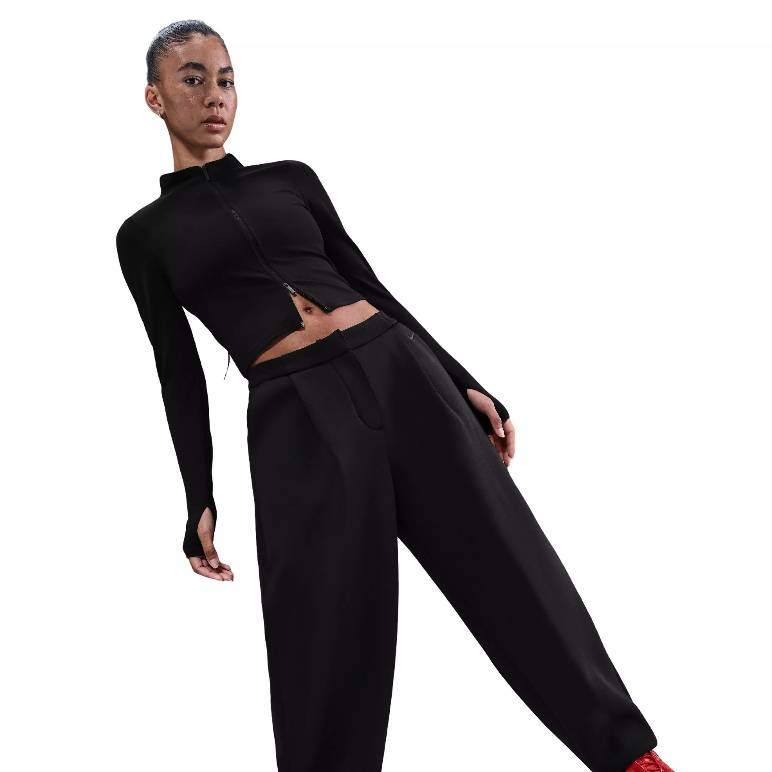 Nike Women's Sportswear Modern Fleece Mid-Rise Loose Pants - Black - BLACK