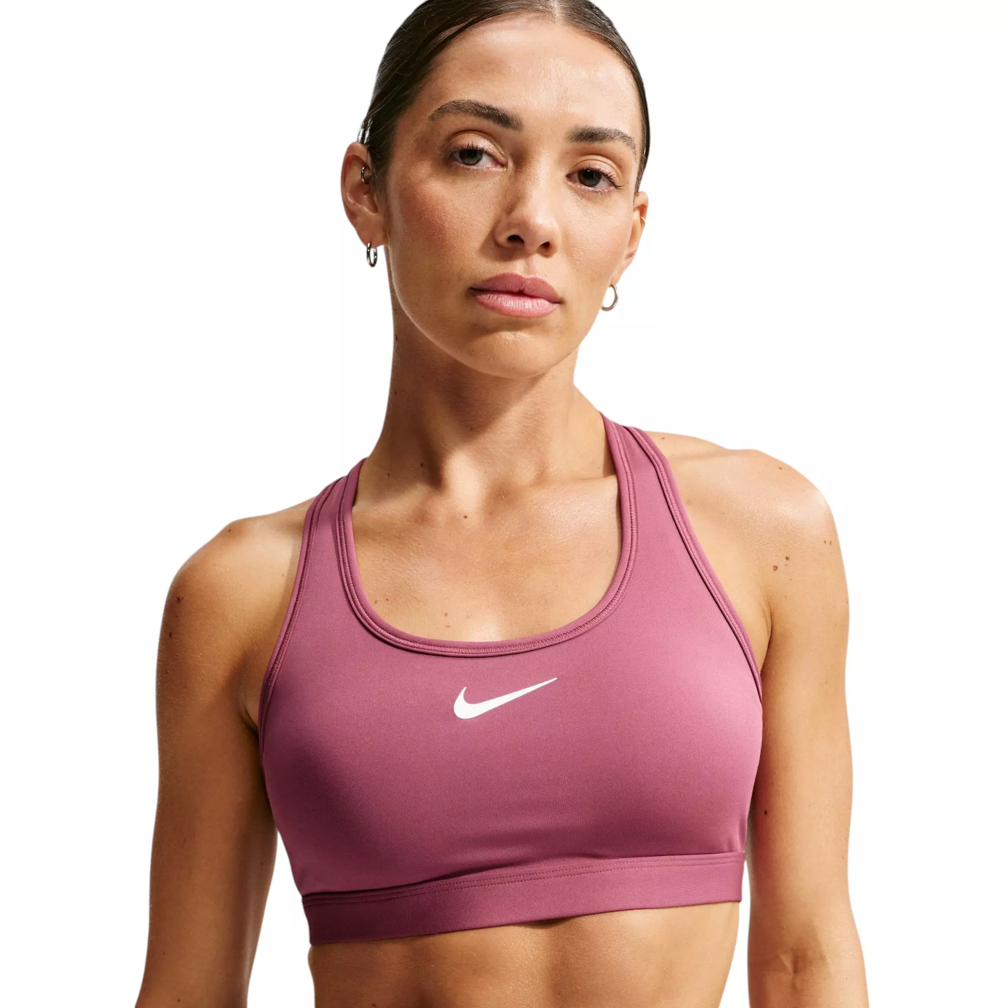 Nike Women's Swoosh Medium-Support Padded Sports Bra - Pink Smoke - PINK SMOKE