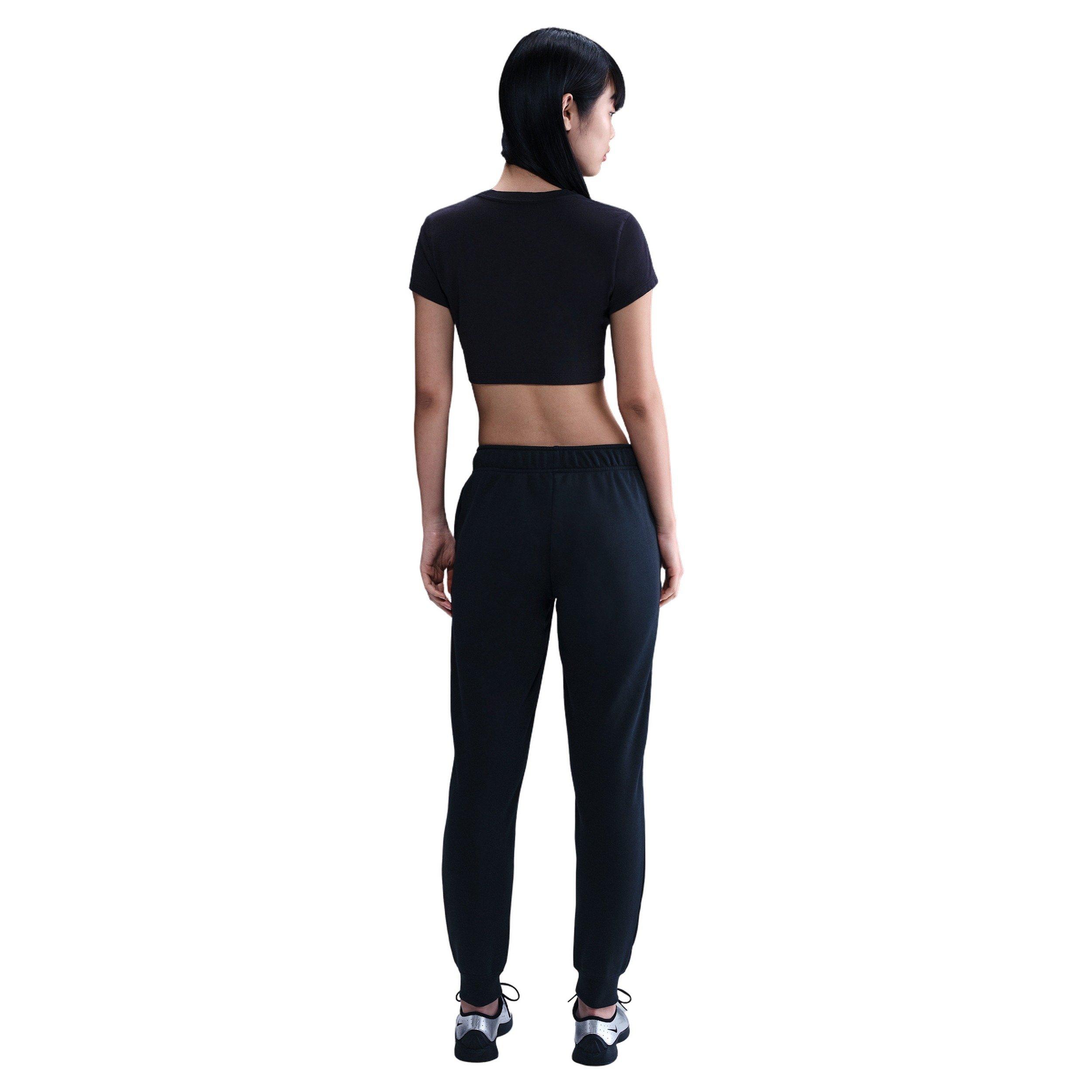 Nike Women's Sportswear Club Fleece Mid-Rise Graphic Pants - Black - BLACK Thumbnail View 2