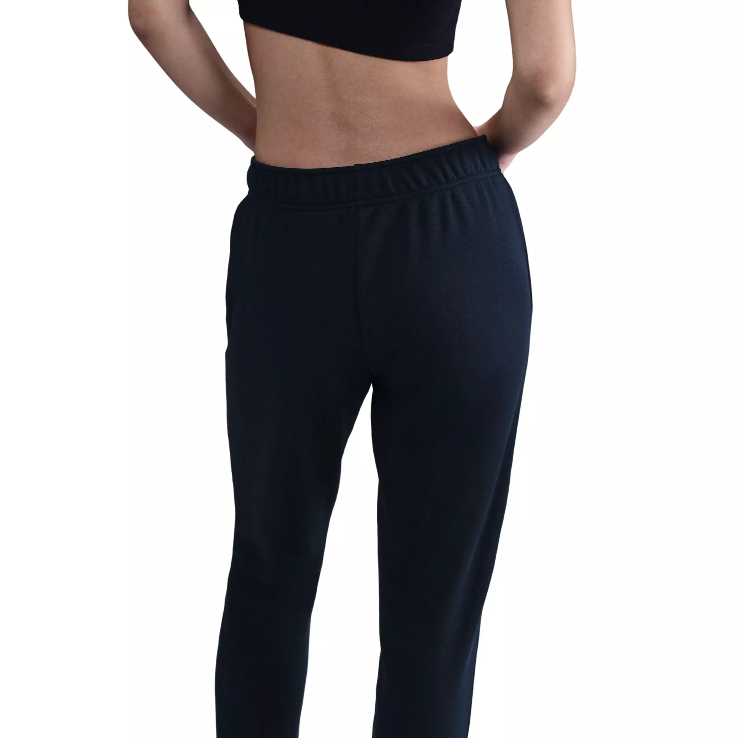 Nike Women's Sportswear Club Fleece Mid-Rise Graphic Pants - Black - BLACK