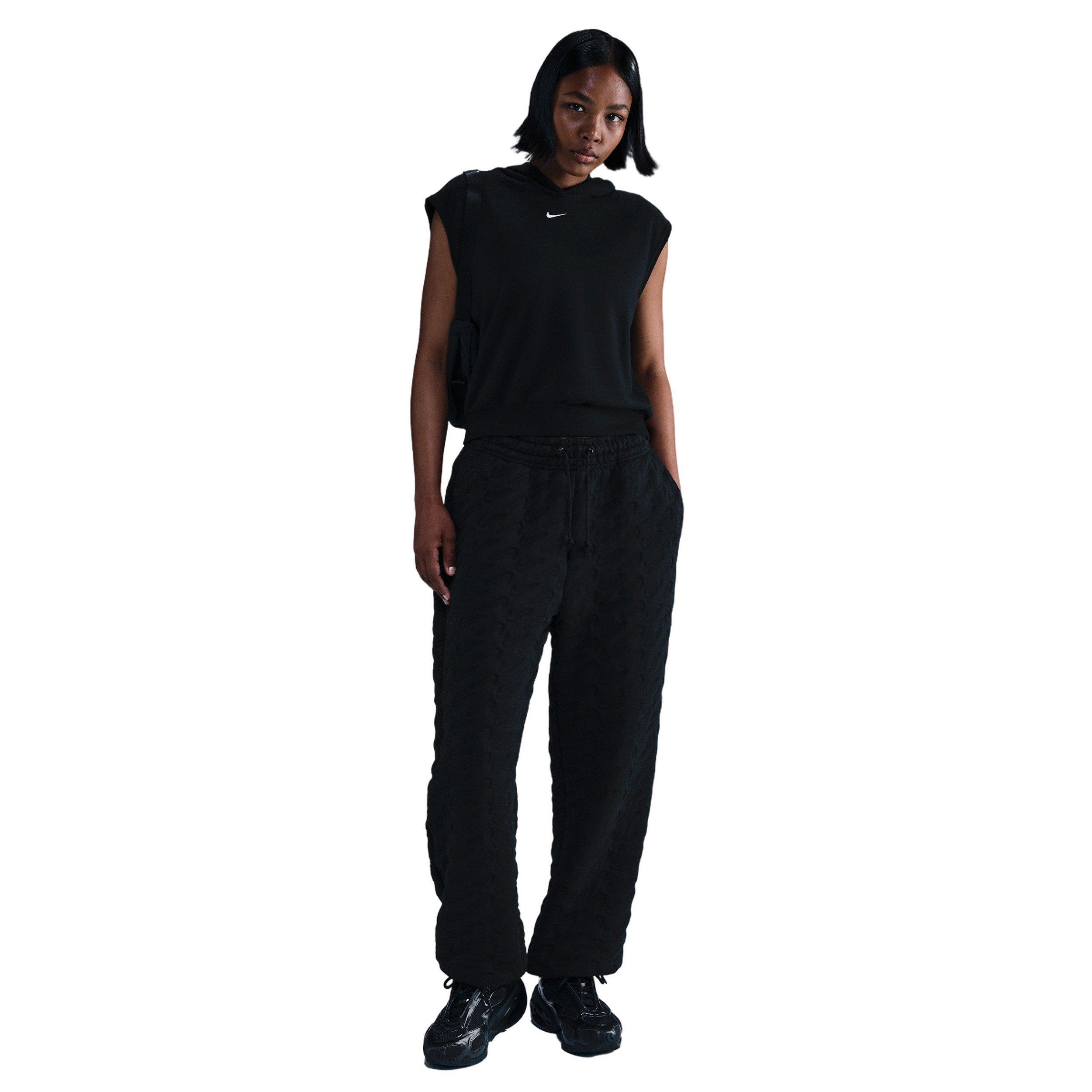 Nike Women's Sportswear Phoenix Fleece Oversized High-Waisted Jacquard Pants - Black - BLACK Thumbnail View 1