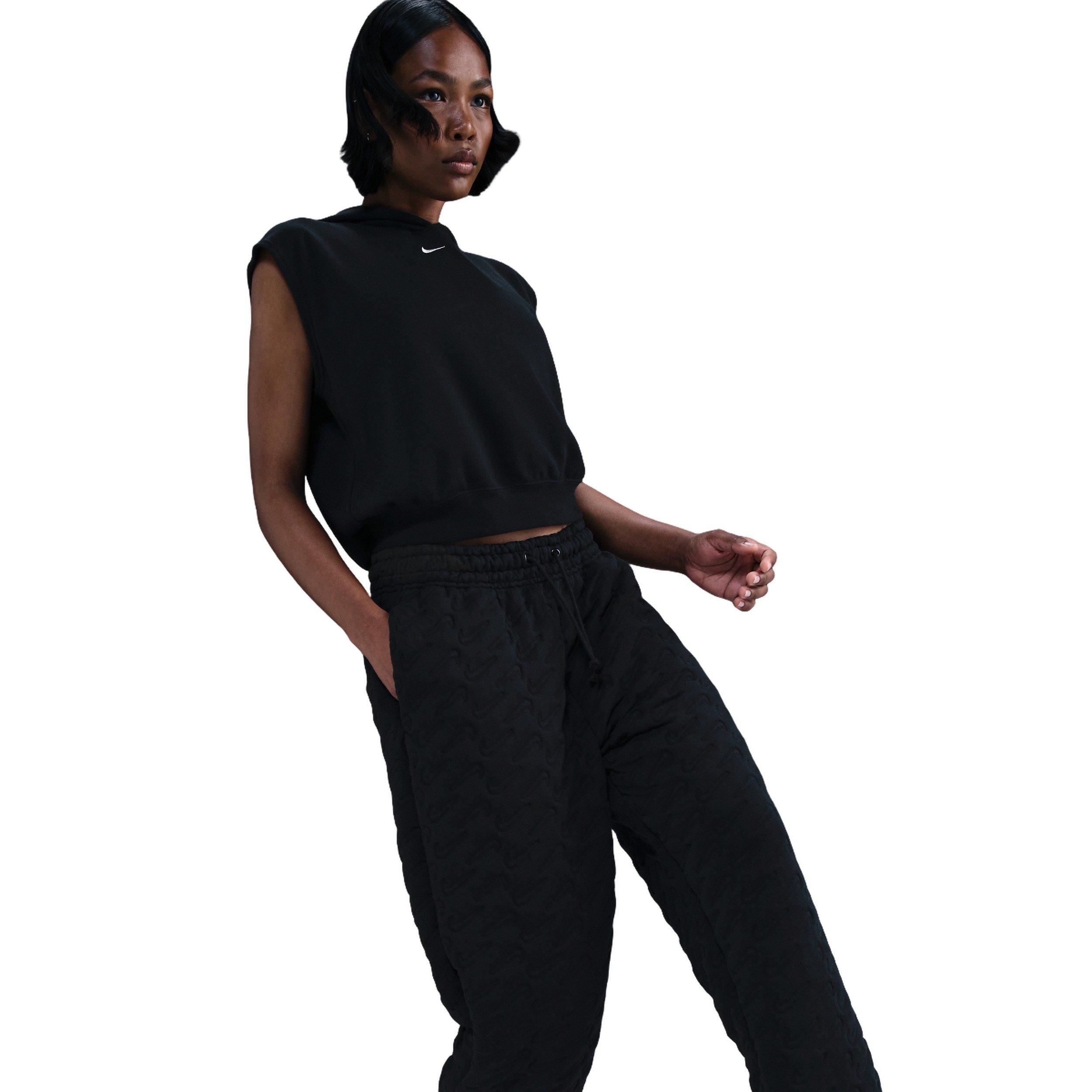 Nike Women's Sportswear Phoenix Fleece Oversized High-Waisted Jacquard Pants - Black - BLACK Thumbnail View 3