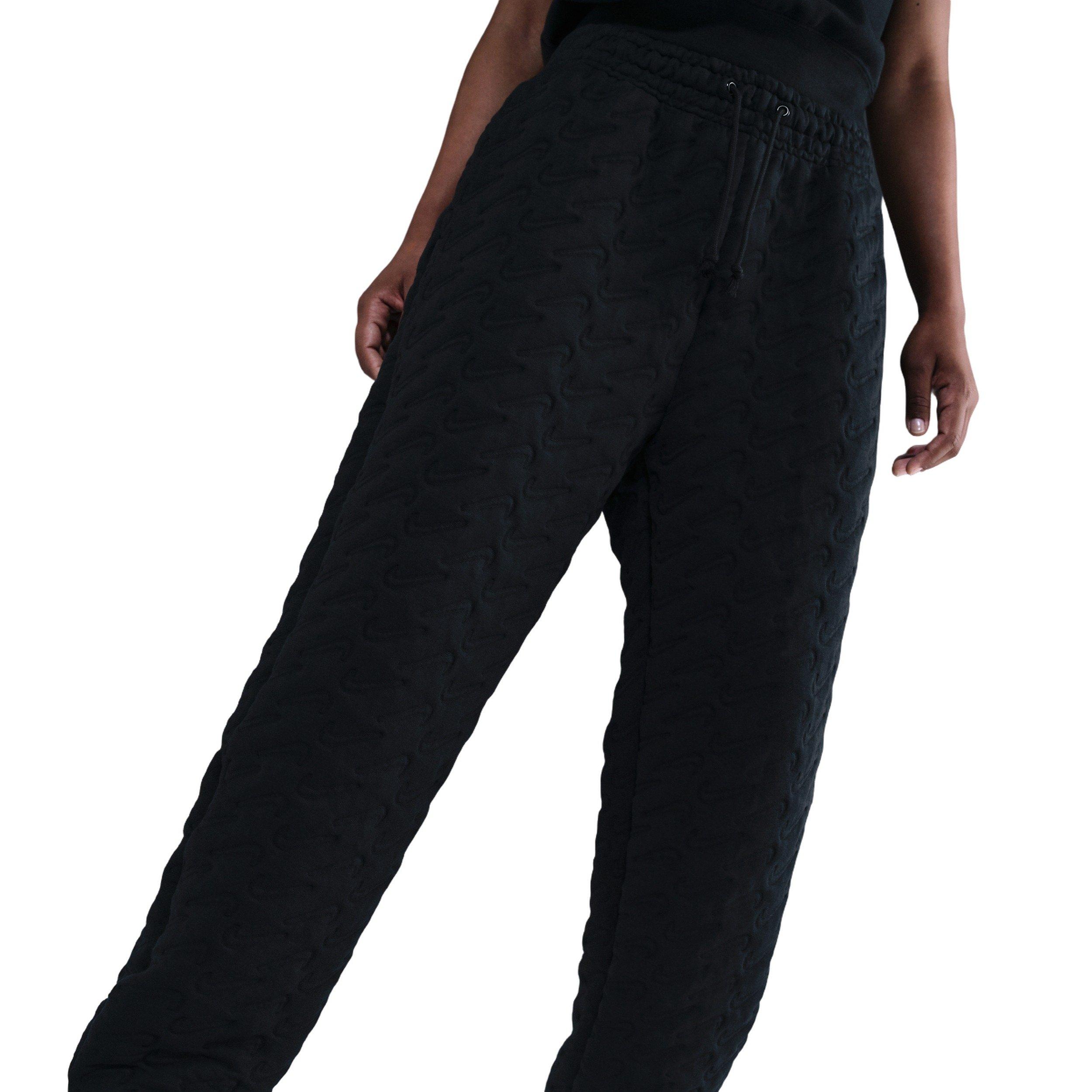Nike Women's Sportswear Phoenix Fleece Oversized High-Waisted Jacquard Pants - Black - BLACK Thumbnail View 4