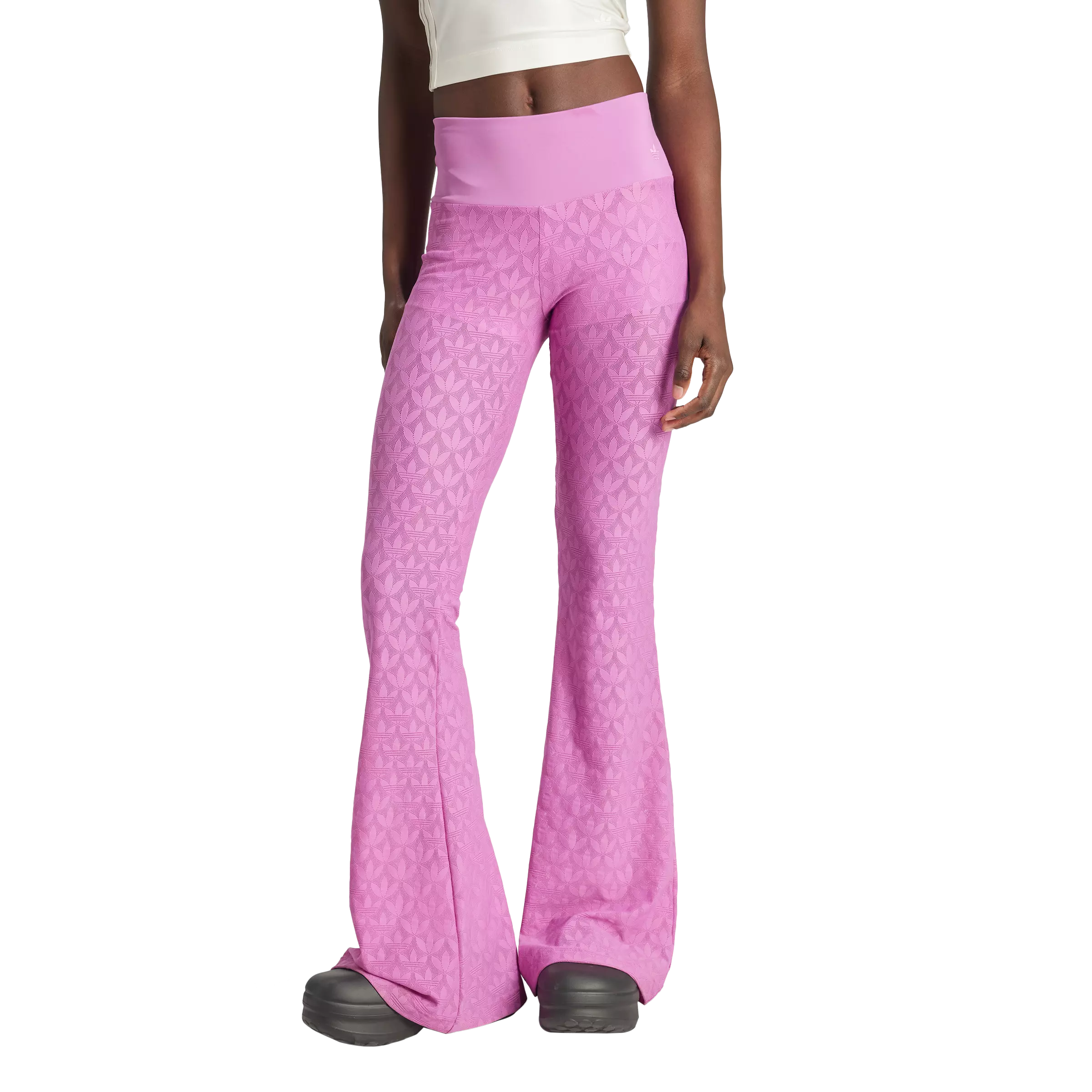 adidas Women's Originals Fashion Monogram Lace Flared Trousers - Purple - PURPLE