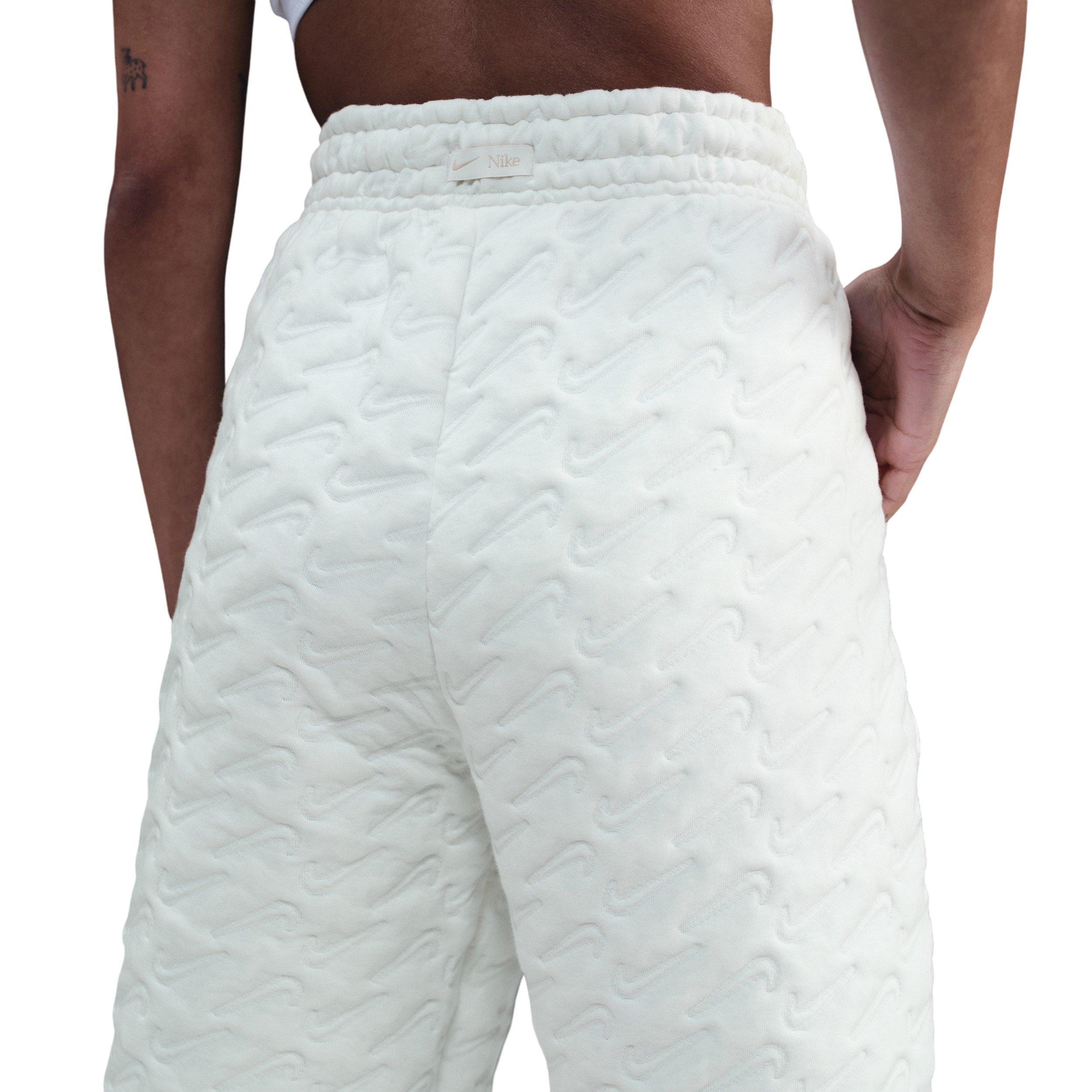 Nike Women's Sportswear Phoenix Fleece Oversized High-Waisted Jacquard Pants - White - WHITE Thumbnail View 4