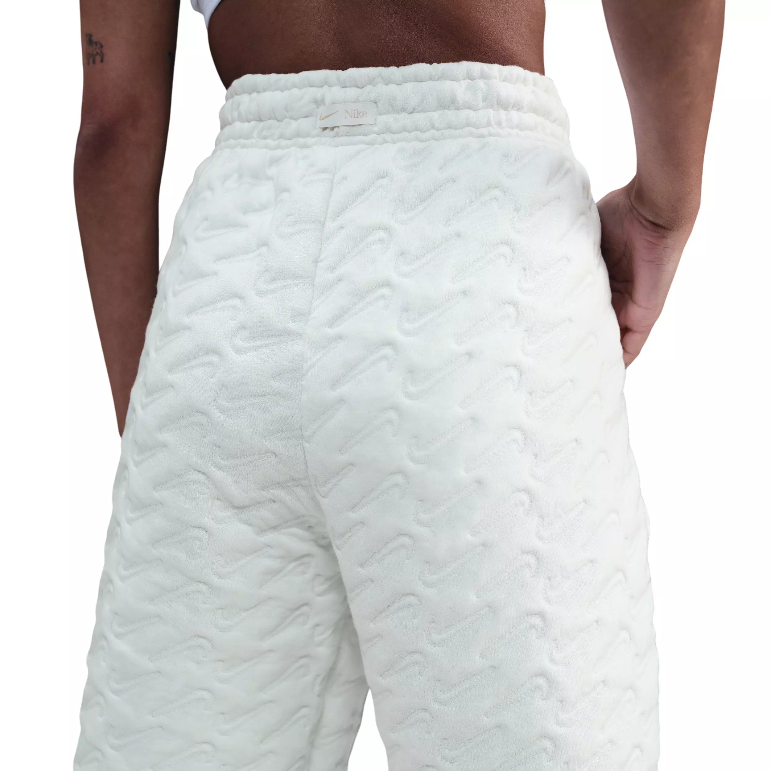 Nike Women's Sportswear Phoenix Fleece Oversized High-Waisted Jacquard Pants - White - WHITE