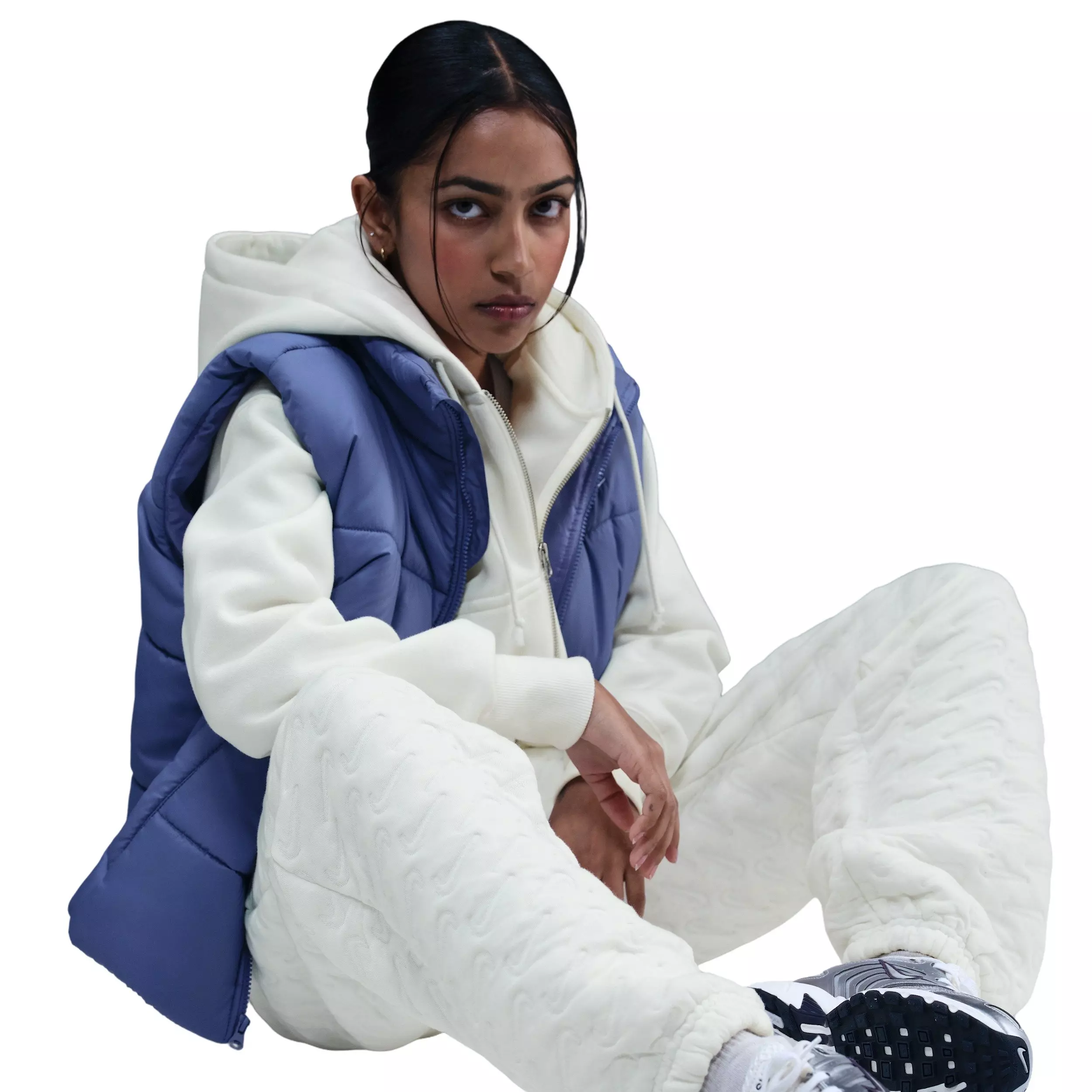 Nike Women's Sportswear Phoenix Fleece Oversized High-Waisted Jacquard Pants - White - WHITE