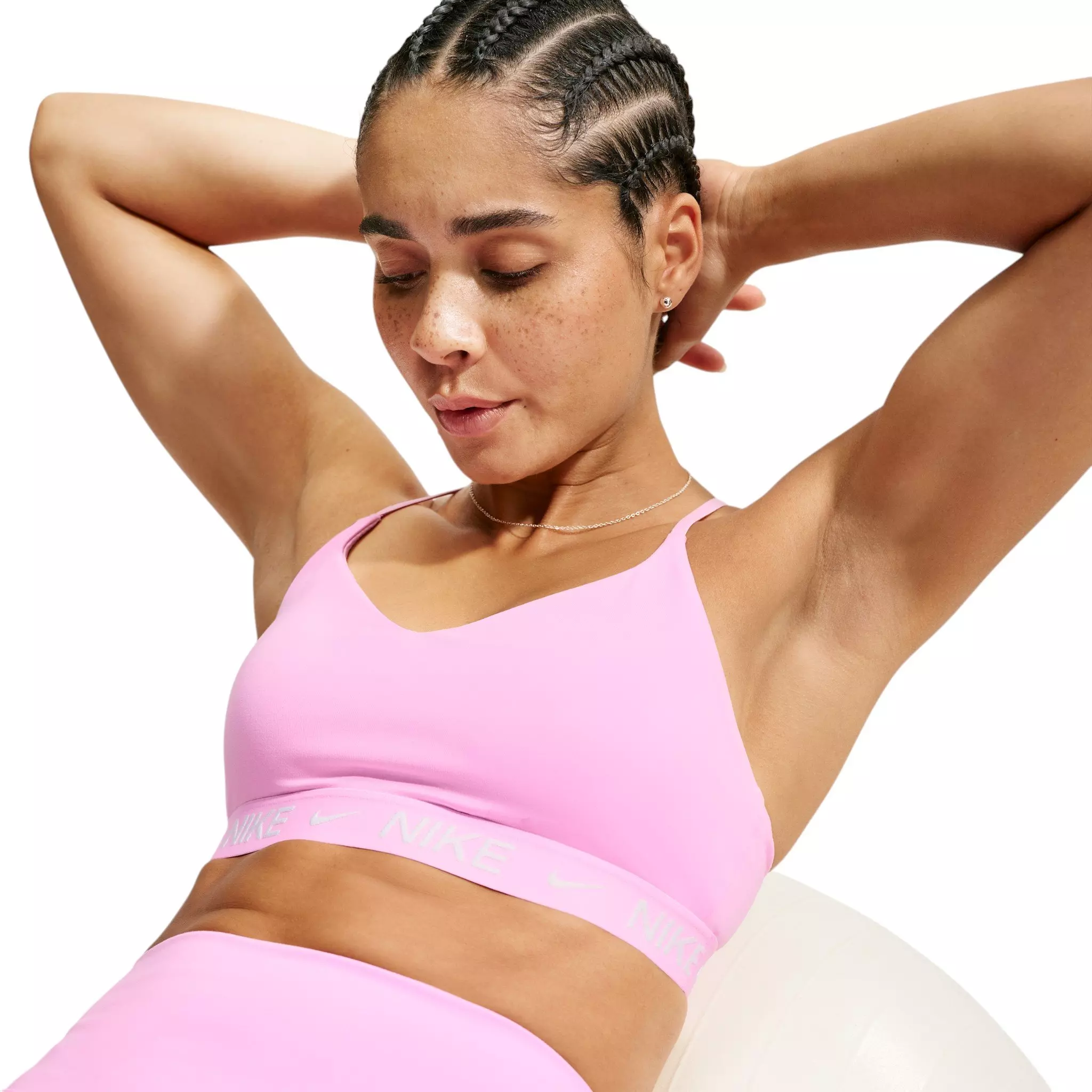 Nike Women's Indy Light Support Padded Adjustable Sports Bra - Pink - PINK