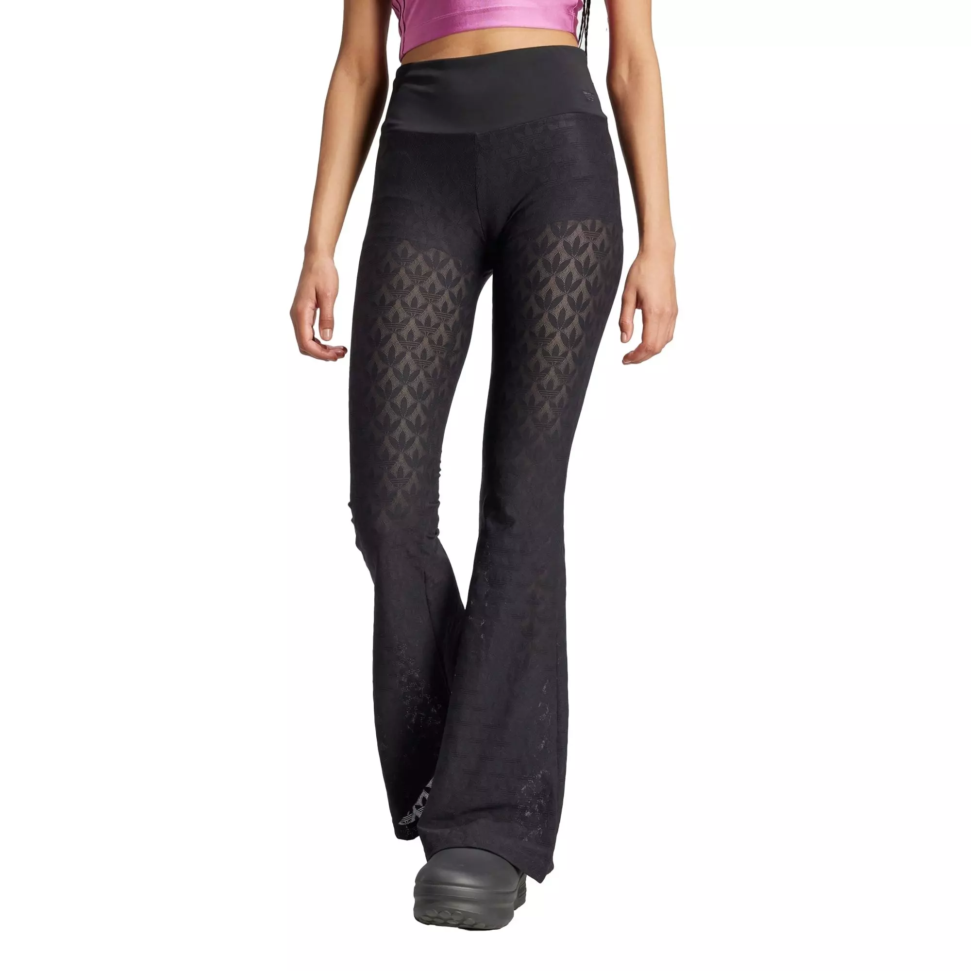 adidas Women's Originals Fashion Monogram Lace Flared Trousers - Black - BLACK