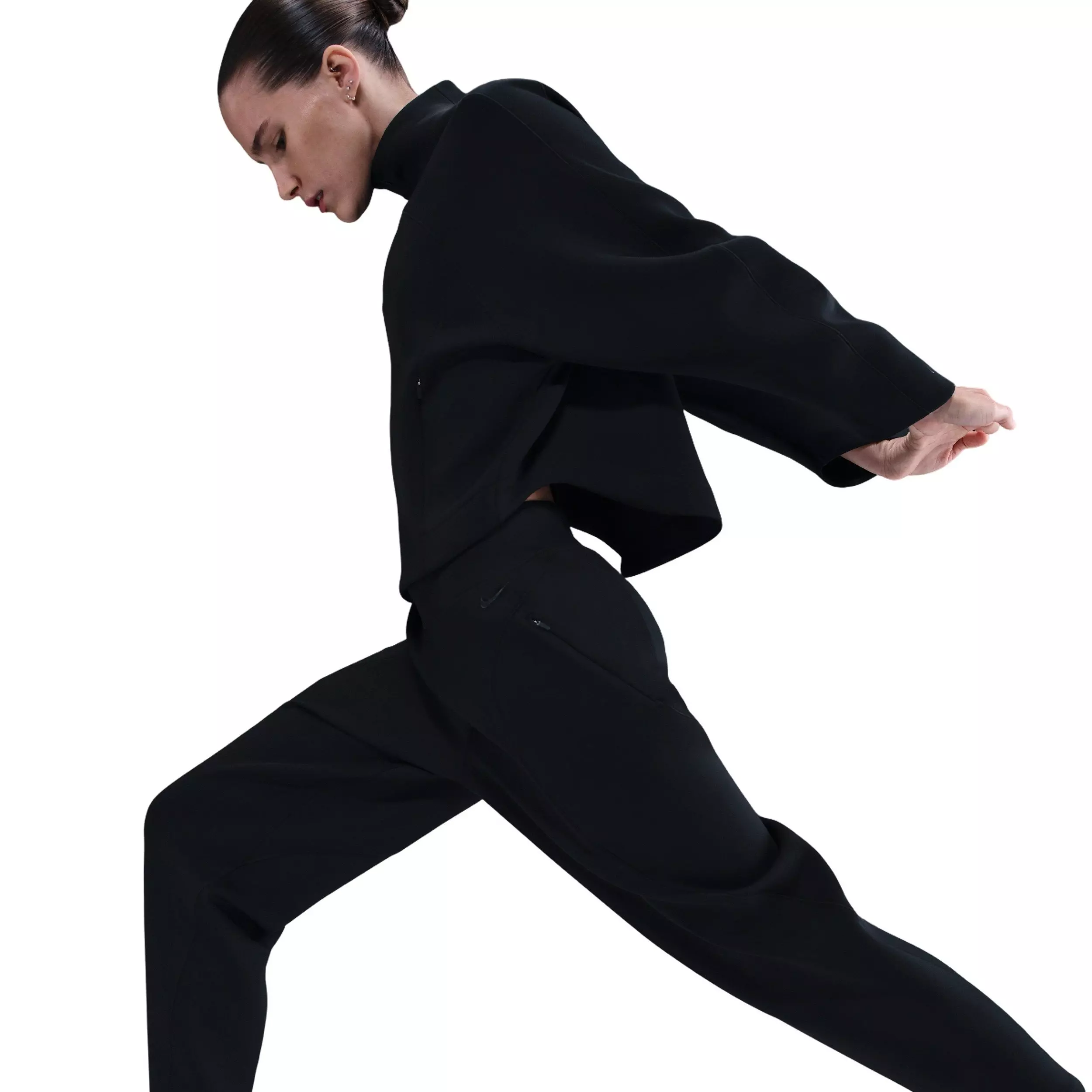 Nike Women's Universa Dri-FIT Mid-Rise Loose 7/8 Pants - Black - BLACK