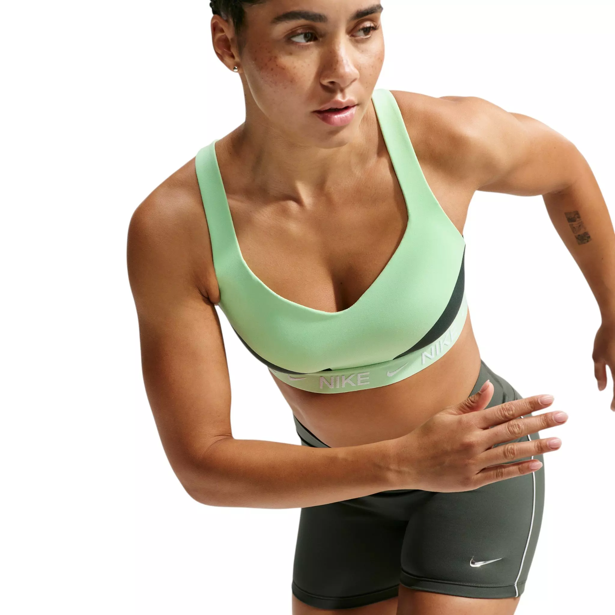 Nike Women's Indy High Support Padded Adjustable Spots Bra - Green - GREEN