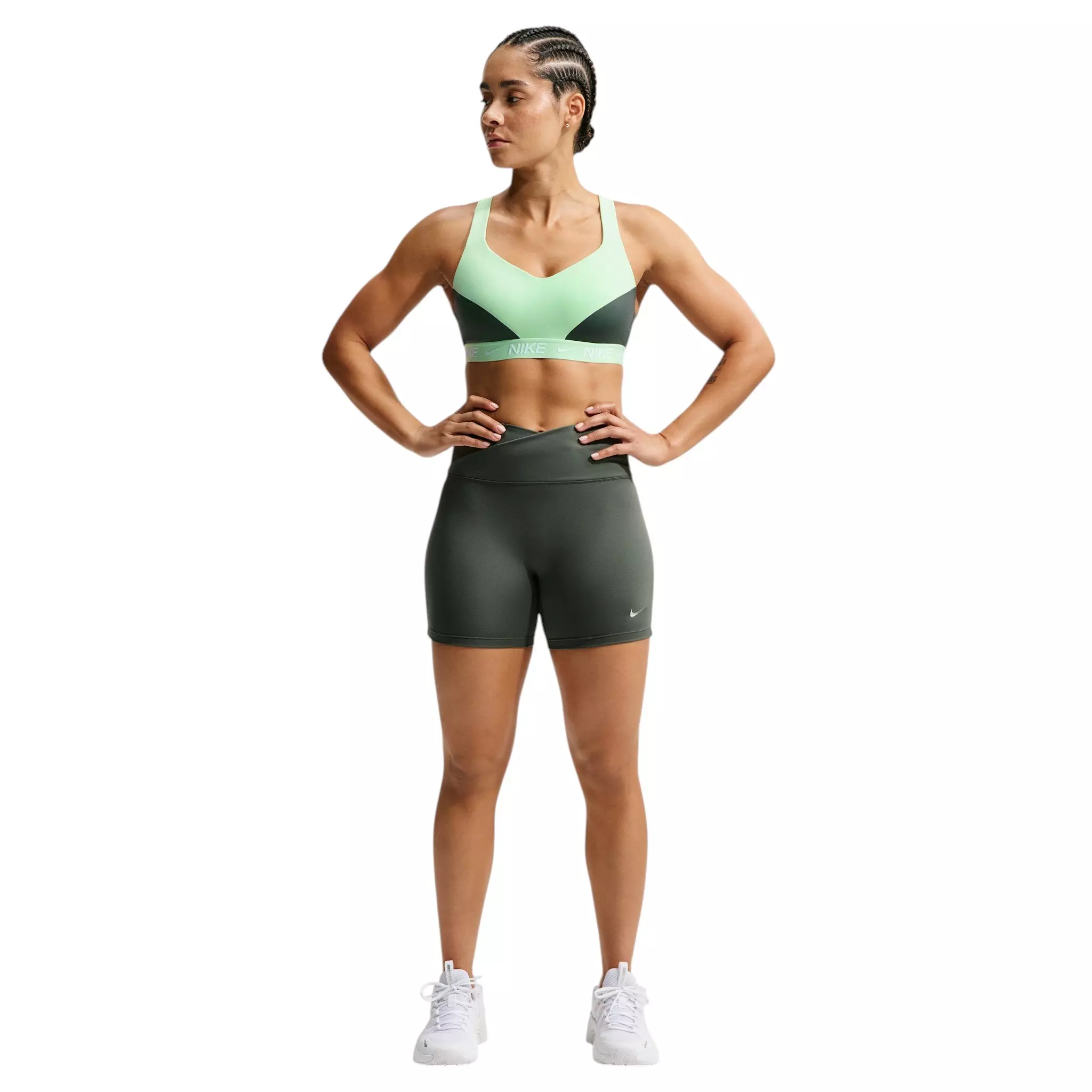 Nike Women's Indy High Support Padded Adjustable Spots Bra - Green - GREEN