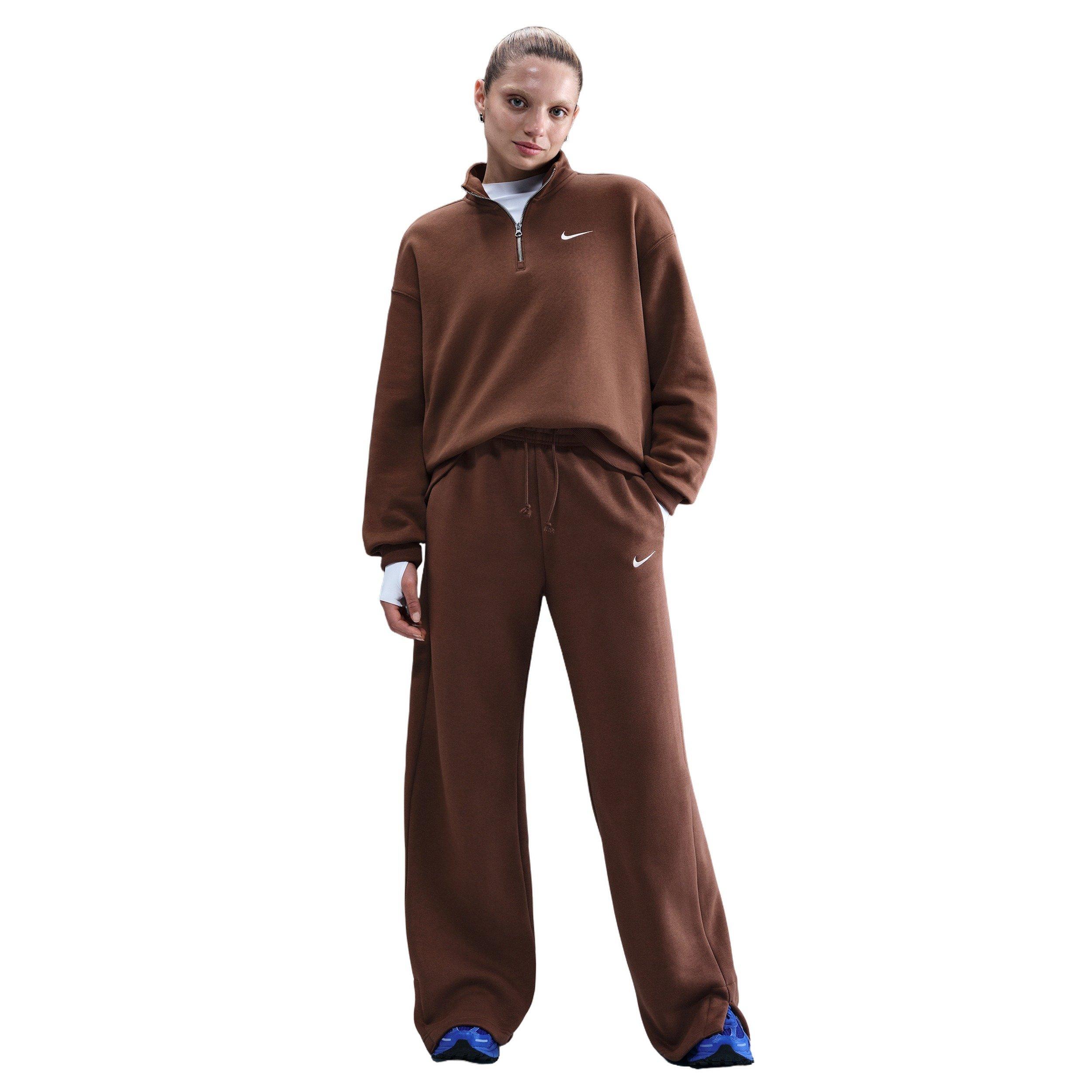Nike Women's Sportswear Phoenix Fleece High-Waisted Wide-Leg Pants - Brown - BROWN Thumbnail View 1