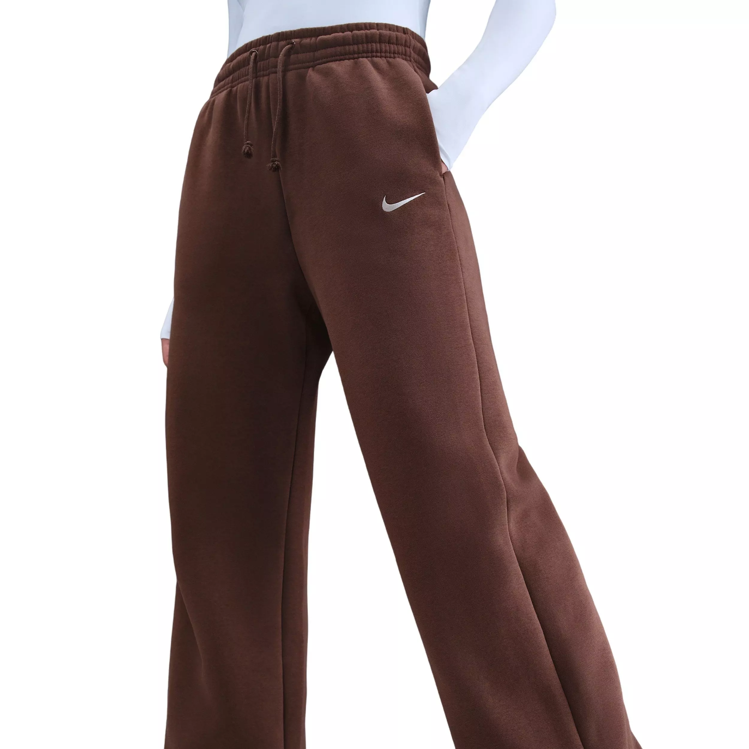 Nike Women's Sportswear Phoenix Fleece High-Waisted Wide-Leg Pants - Brown - BROWN