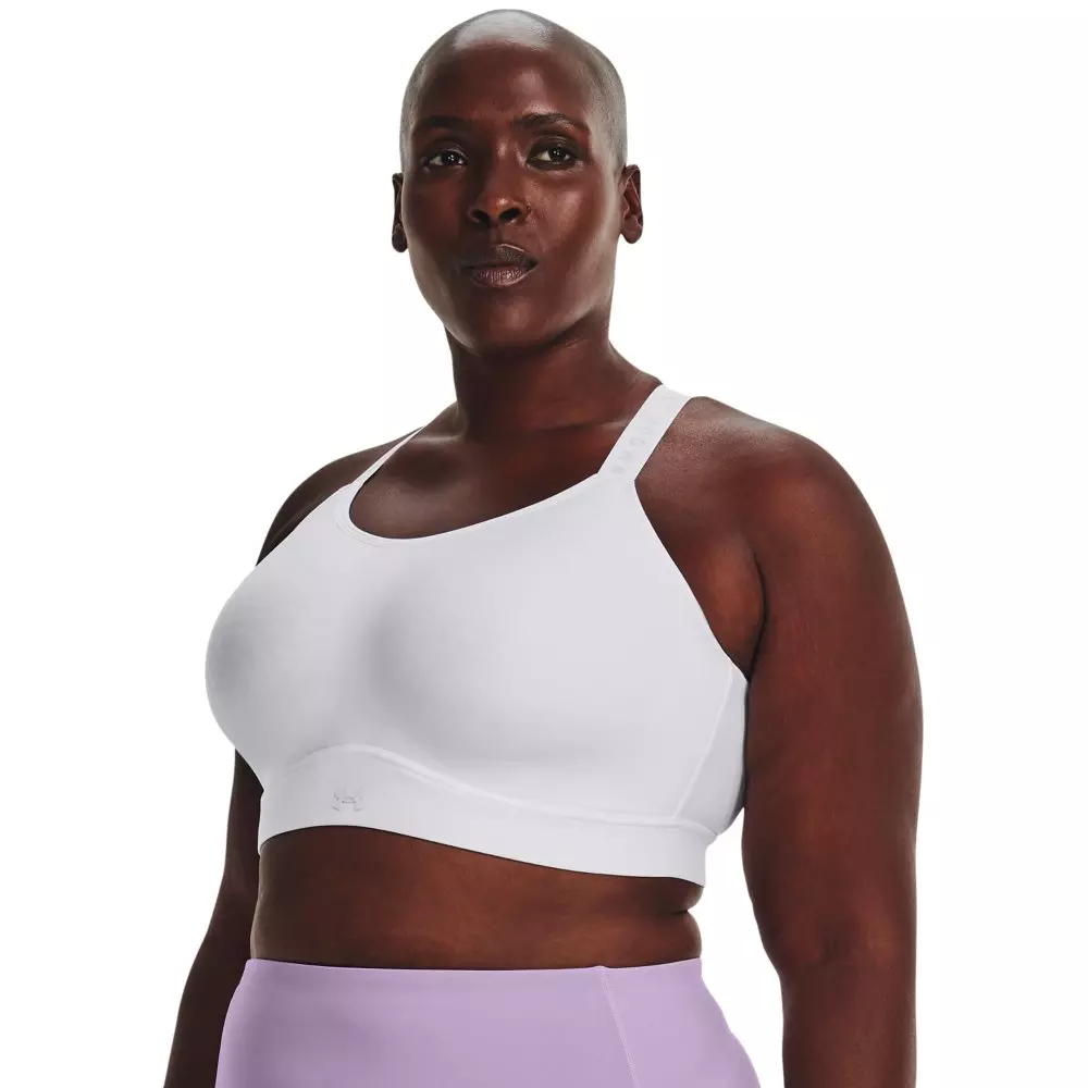 Under Armour Women's Infinity Mid Covered Sports Bra-White/Grey