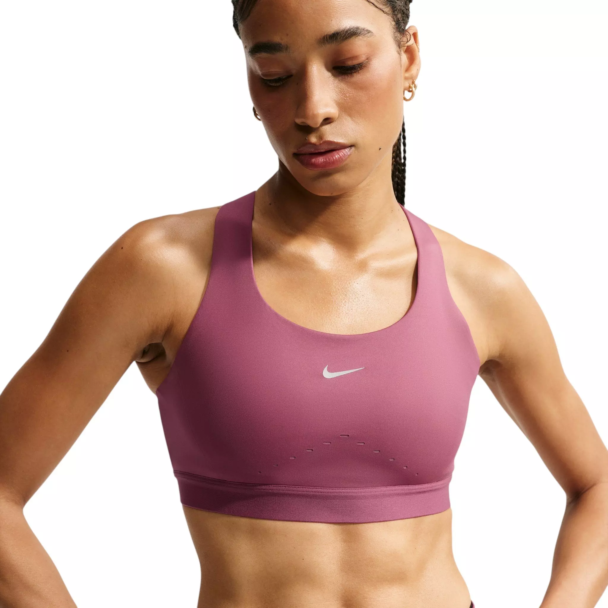 Nike Women's Swift High-Support Lightly Lined Sports Bra - Pink Smoke - PINK SMOKE