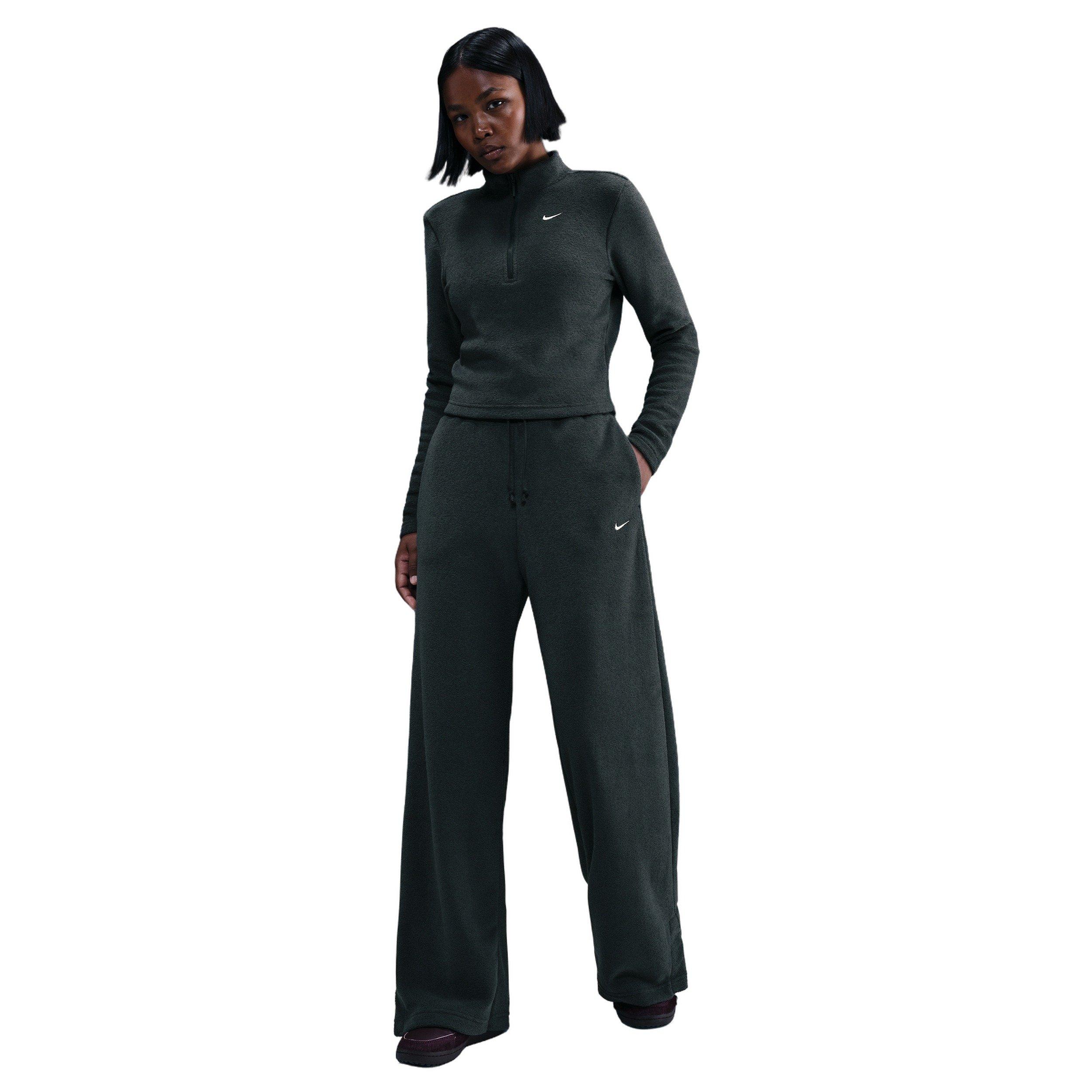 Nike Women's Sportswear Phoenix Plush High-Waisted Wide-Leg Cozy Fleece Pants - Green - GREEN Thumbnail View 1