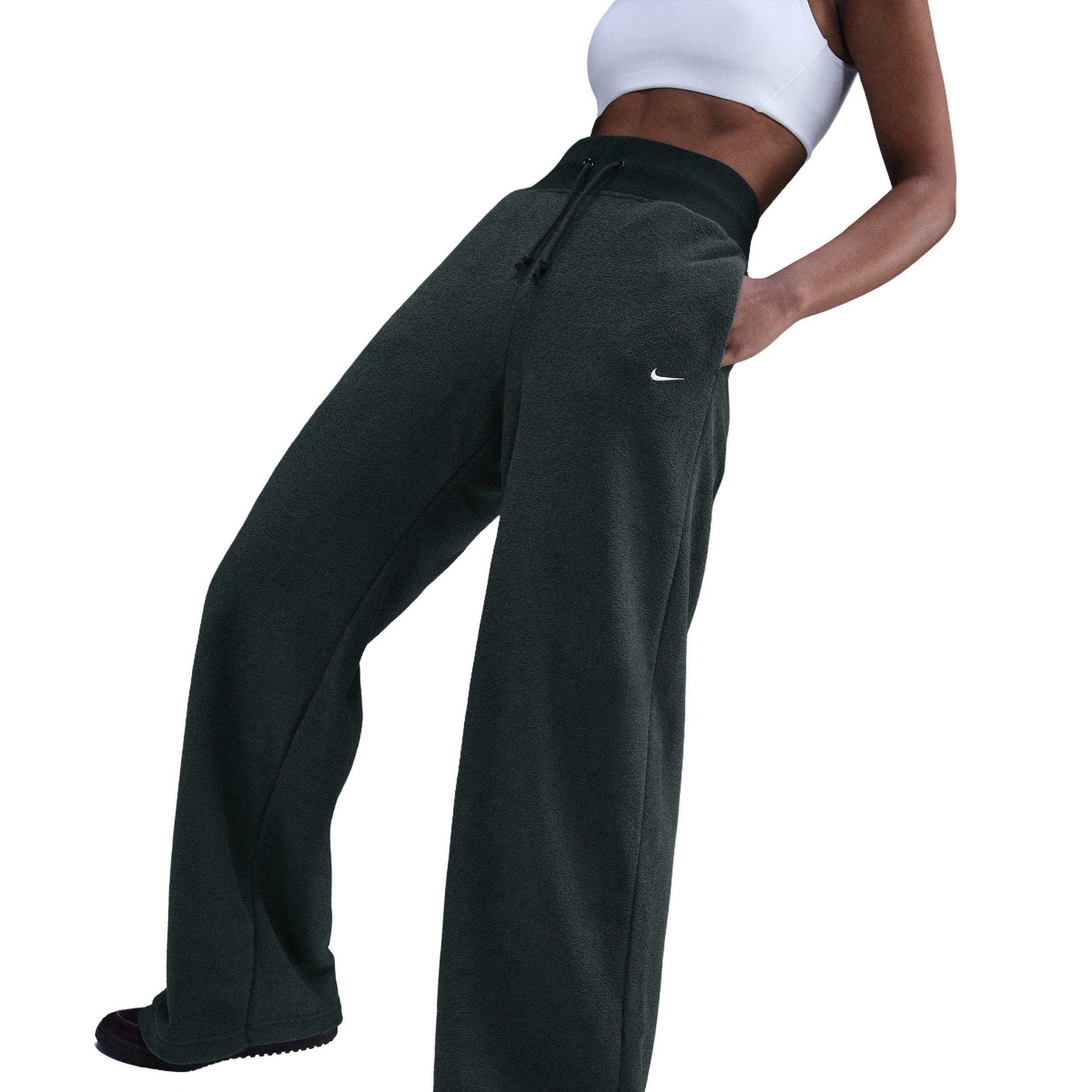 Nike Women's Sportswear Phoenix Plush High-Waisted Wide-Leg Cozy Fleece Pants - Green - GREEN Thumbnail View 3