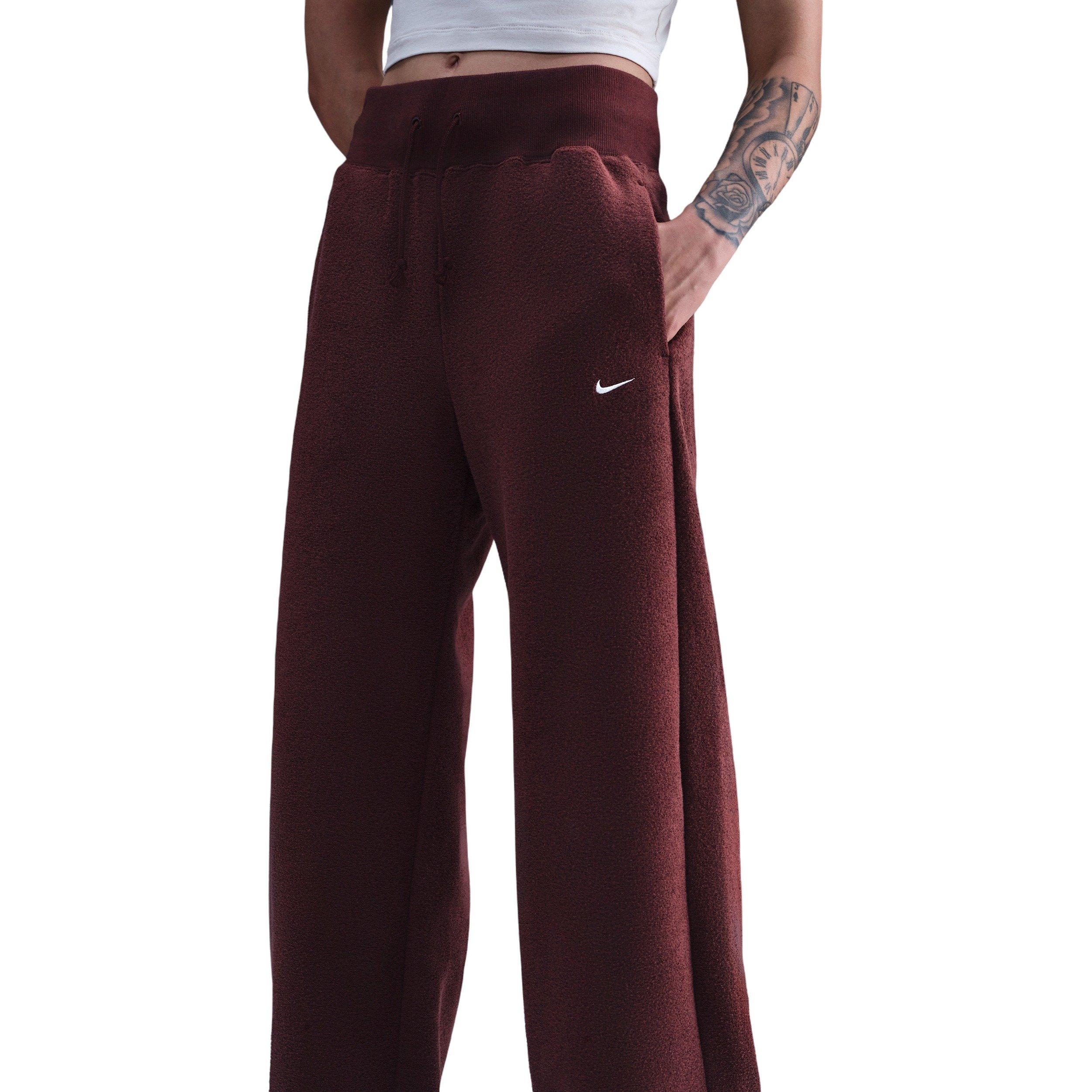 Nike Women's Sportswear Phoenix Plush High-Waisted Wide-Leg Cozy Fleece Pants - Red - RED Thumbnail View 3