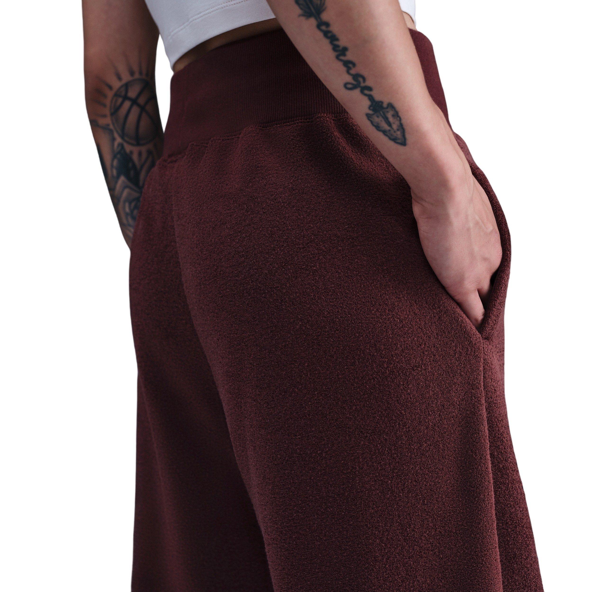 Nike Women's Sportswear Phoenix Plush High-Waisted Wide-Leg Cozy Fleece Pants - Red - RED Thumbnail View 4