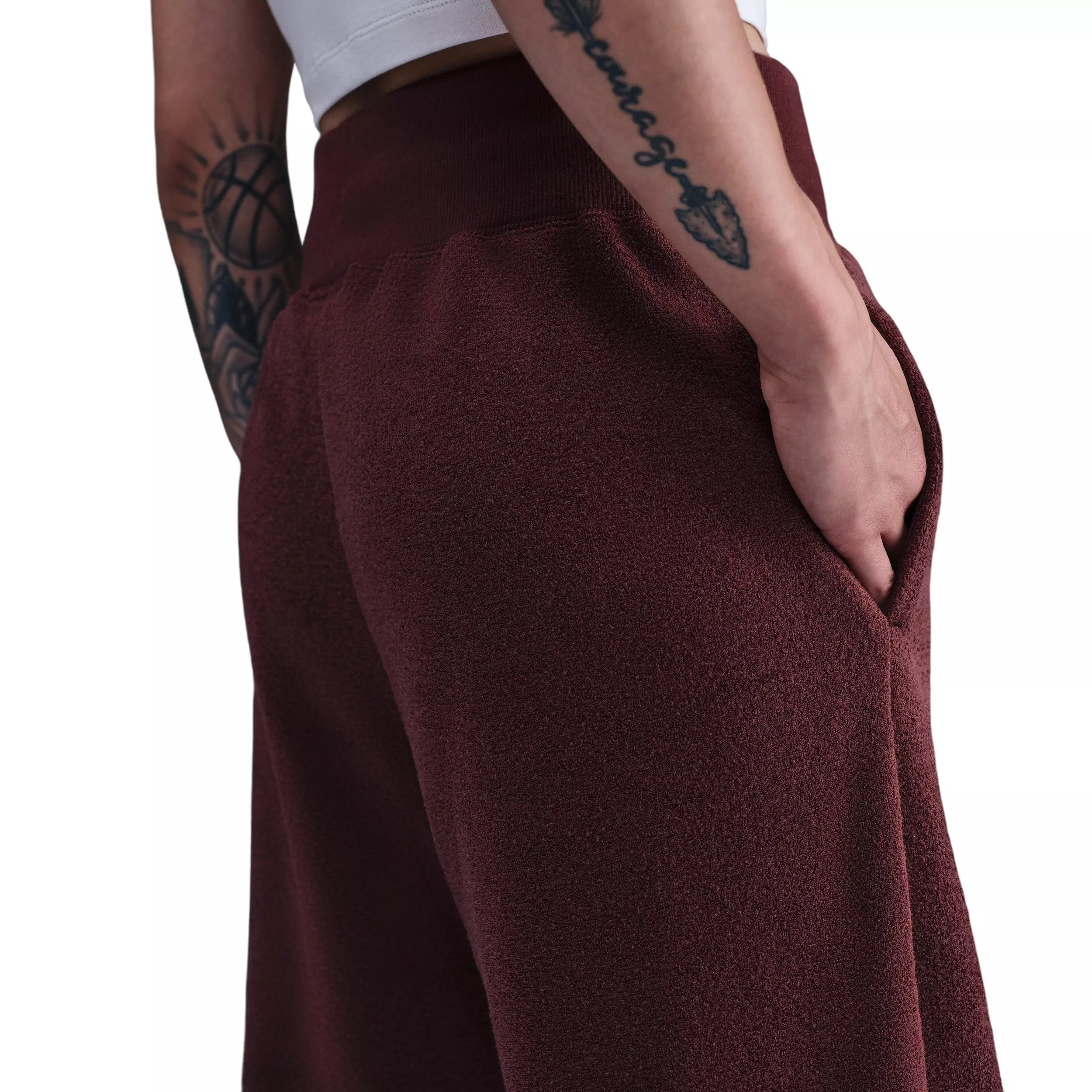 Nike Women's Sportswear Phoenix Plush High-Waisted Wide-Leg Cozy Fleece Pants - Red - RED