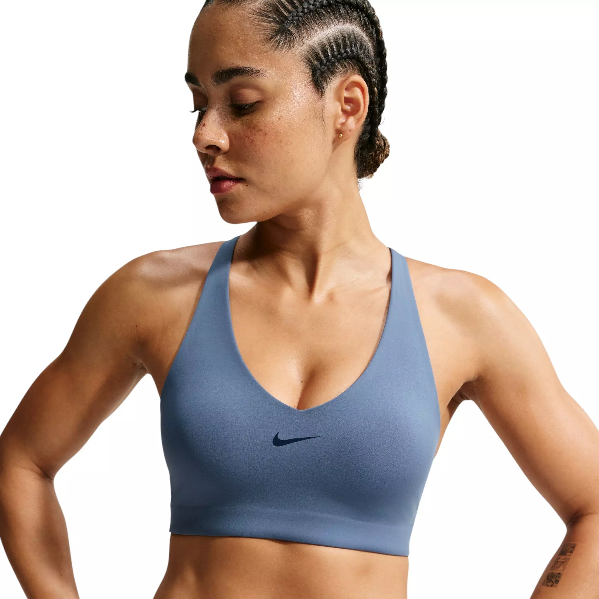 Nike Women's Universa Medium-Support Padded Sport Bra - Steel Blue - STEEL BLUE