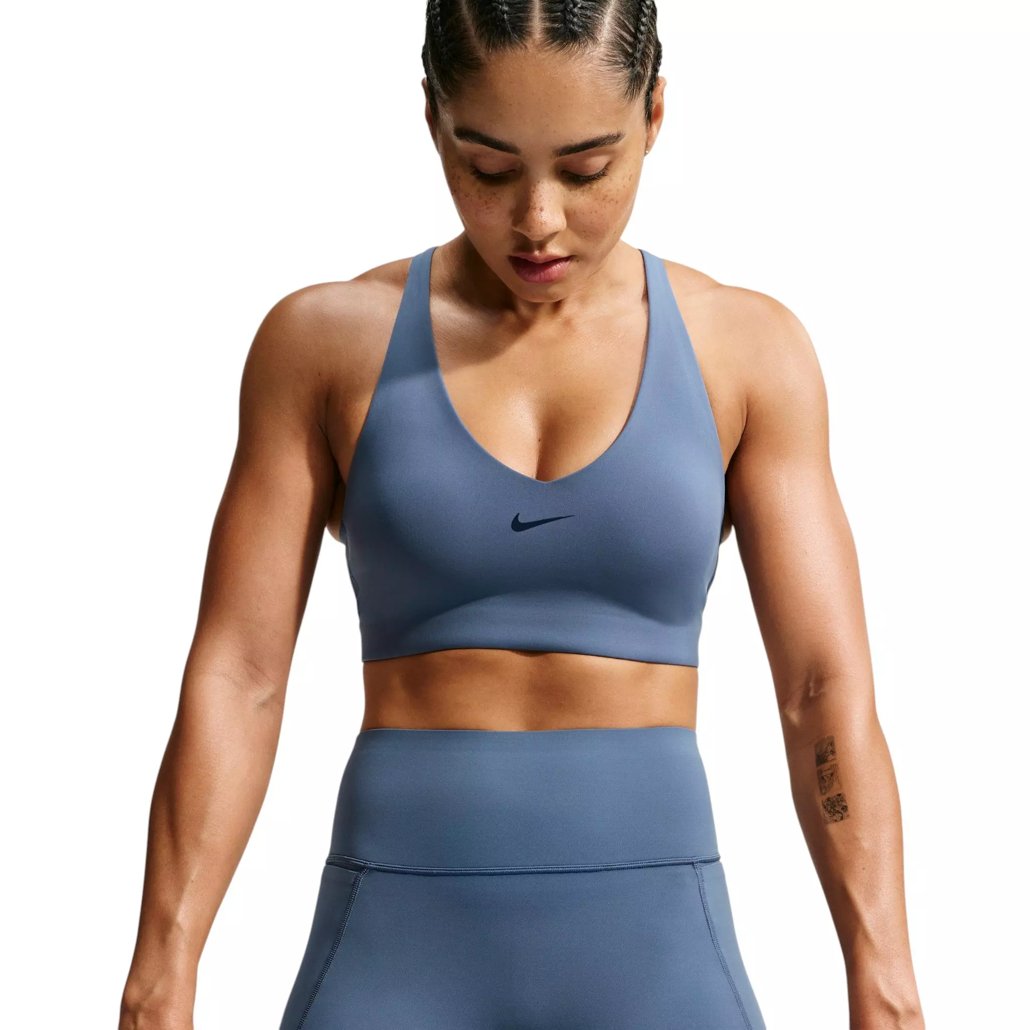 Nike Women's Universa Medium-Support Padded Sport Bra - Steel Blue - STEEL BLUE