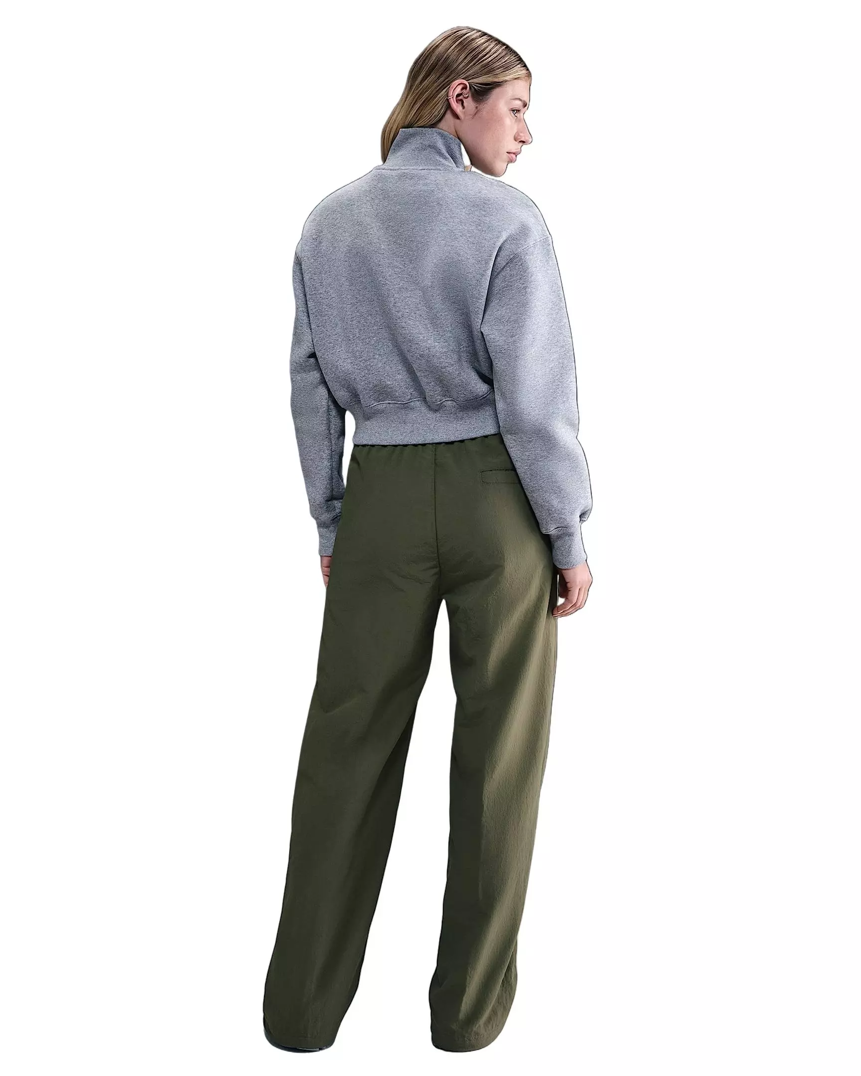 Nike Women's Sportswear Everything Wovens Mid-Rise Open-Hem Pants - Green - GREEN