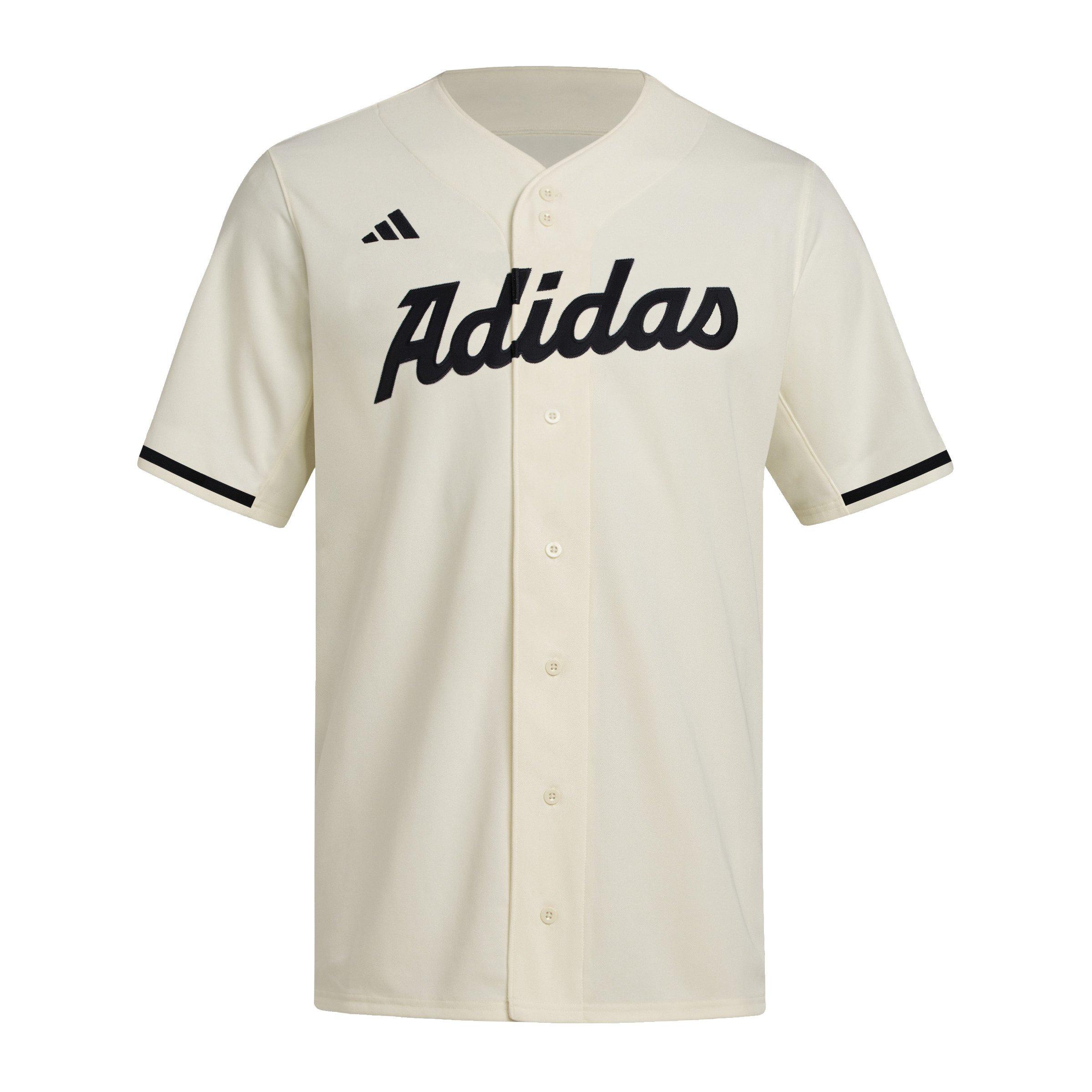 adidas Men's Dugout Full Button Cotton Jersey-Beige - BEIGE Thumbnail View 1