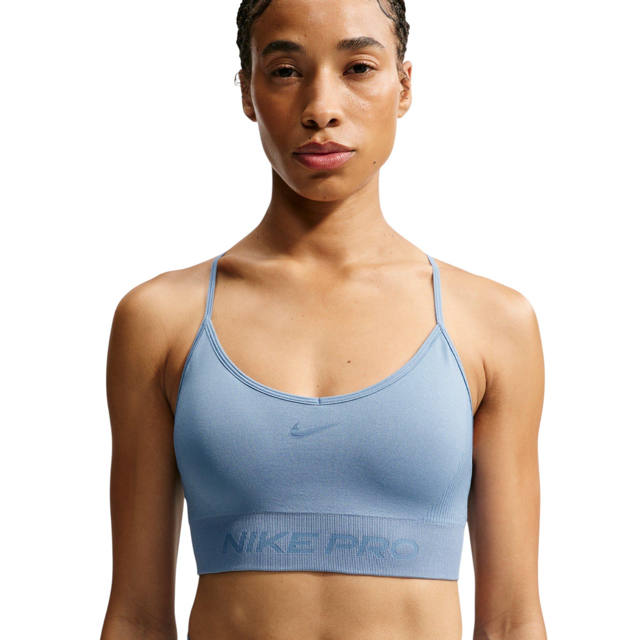 Nike Women's Pro Seamless Light-Support Padded Sports Bra - Blue - BLUE Thumbnail View 1