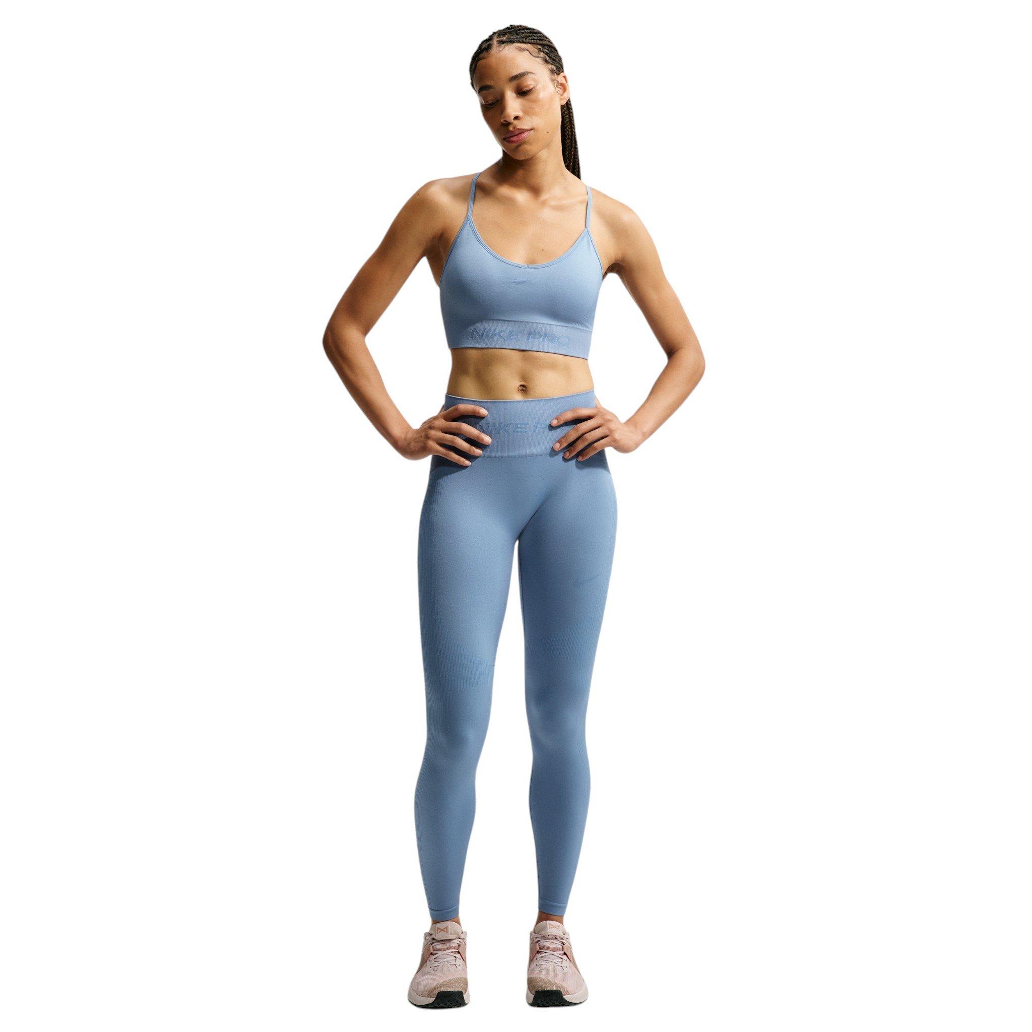 Nike Women's Pro Seamless Light-Support Padded Sports Bra - Blue - BLUE Thumbnail View 4