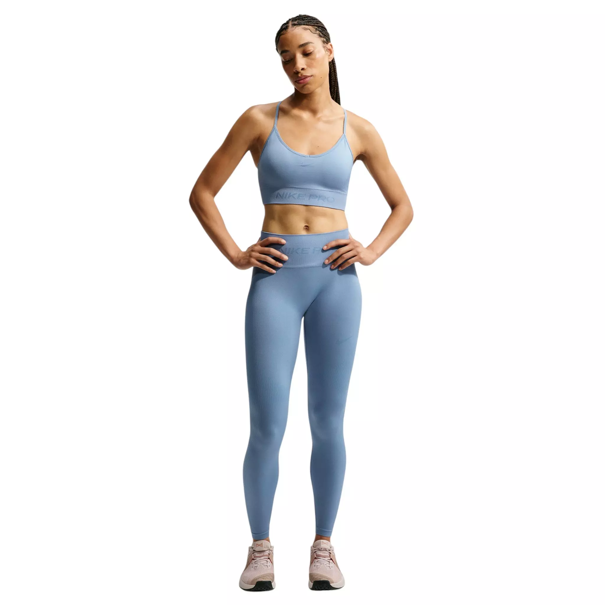 Nike Women's Pro Seamless Light-Support Padded Sports Bra - Blue - BLUE